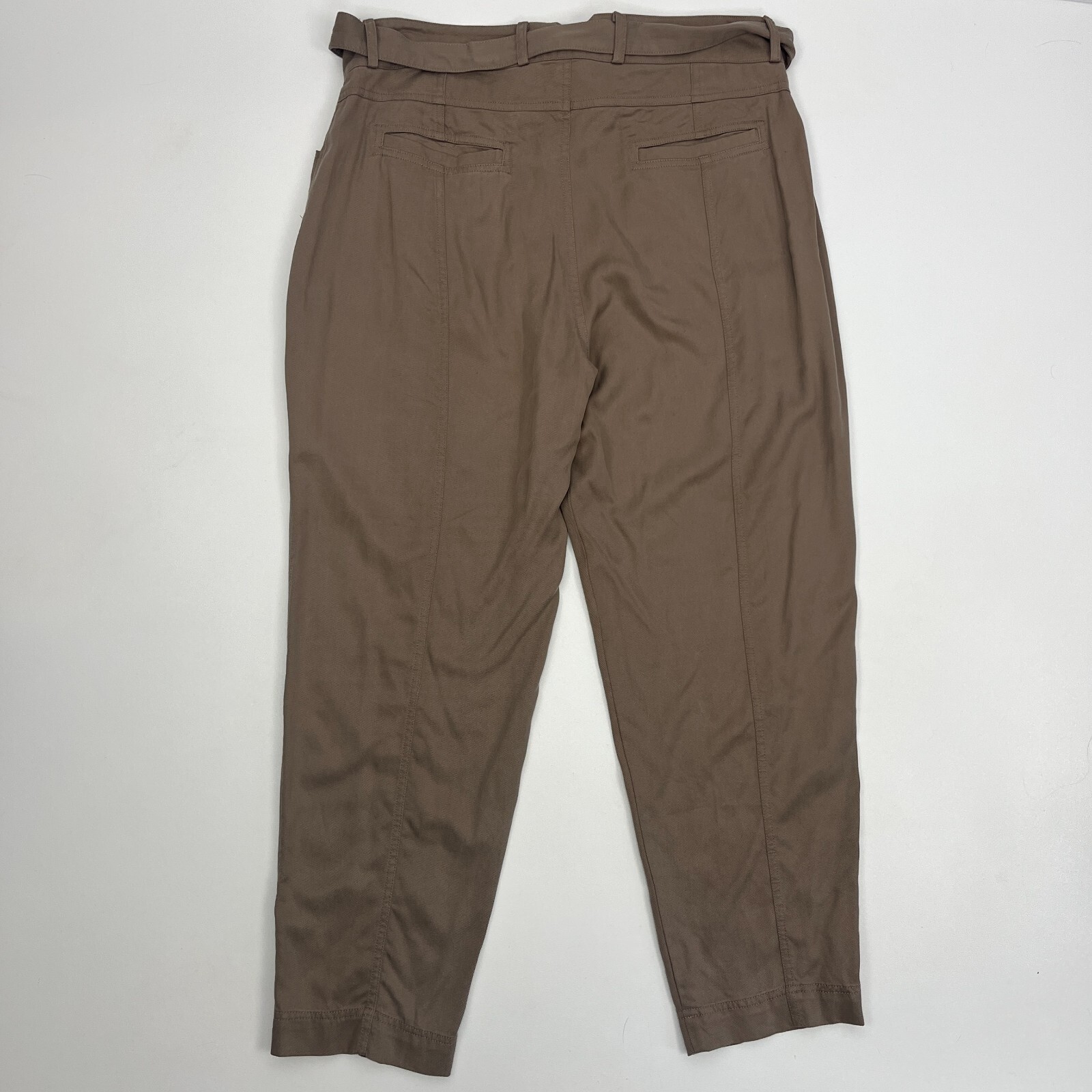 Sundance Fluid Days Pants Lyocell Viscose High Waist Belted Clay Brown Size 14