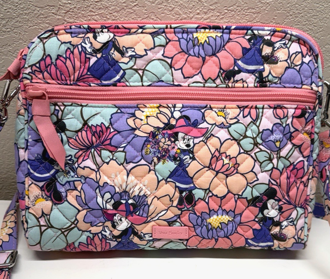 NWOT Vera Bradley Disney Minnie’s Garden Party Triple Compartment Crossbody Bag