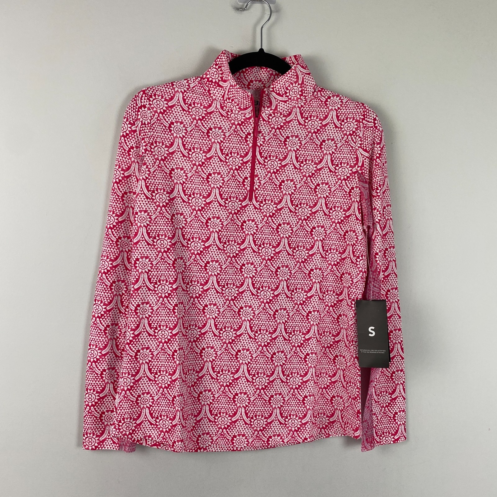 Ibkul Top Womens S Long Sleeve 1/4 Zip Mock Neck Pullover Leslie Watermelon