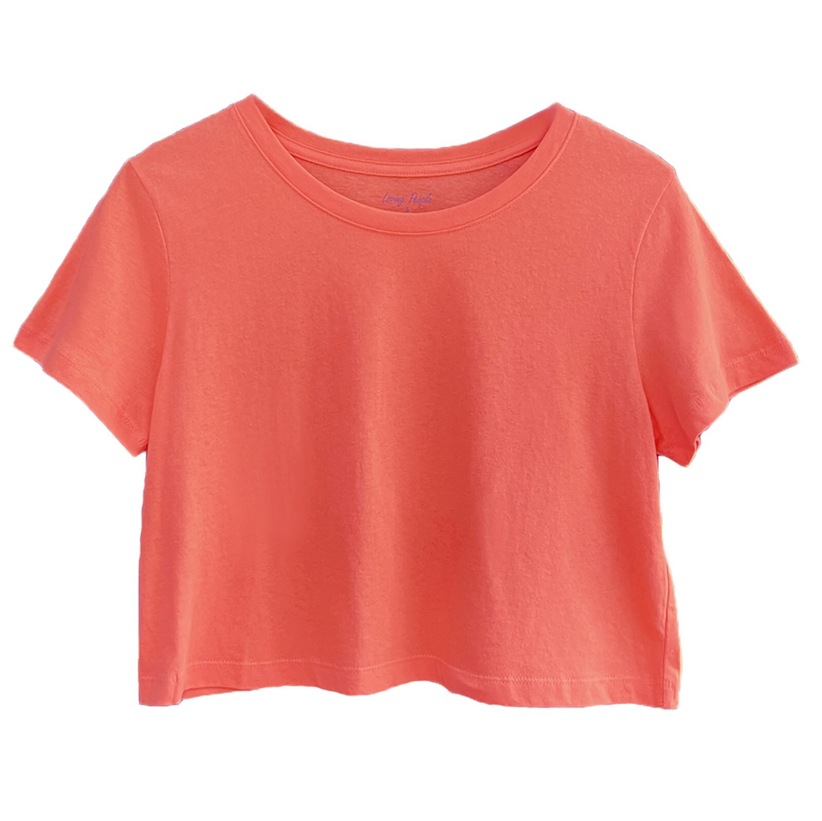 Women’s Loose Fit Crop Tops Round Neck Short Sleeve Casual 100% Cotton T-Shirts