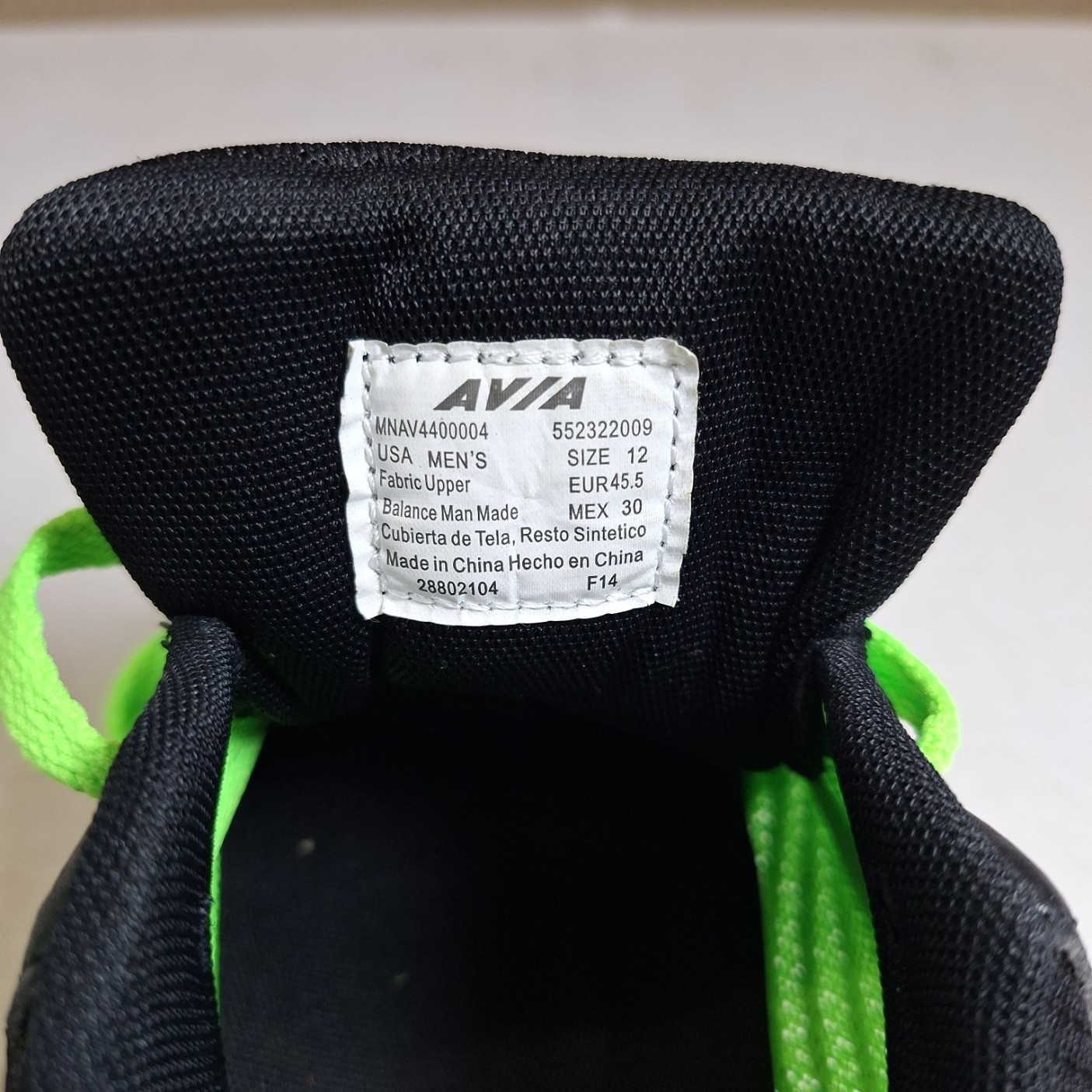 Avia MNAV4400004 Men’s Size 12 Neon Green Running Shoes | Discontinued Model