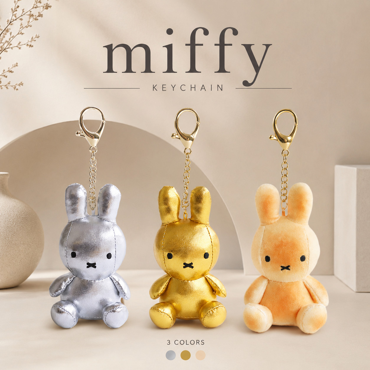 Nijntje Miffy Official Plush Doll : Bunny Rabbit Rainbow Toy Key Chain 11×6cm