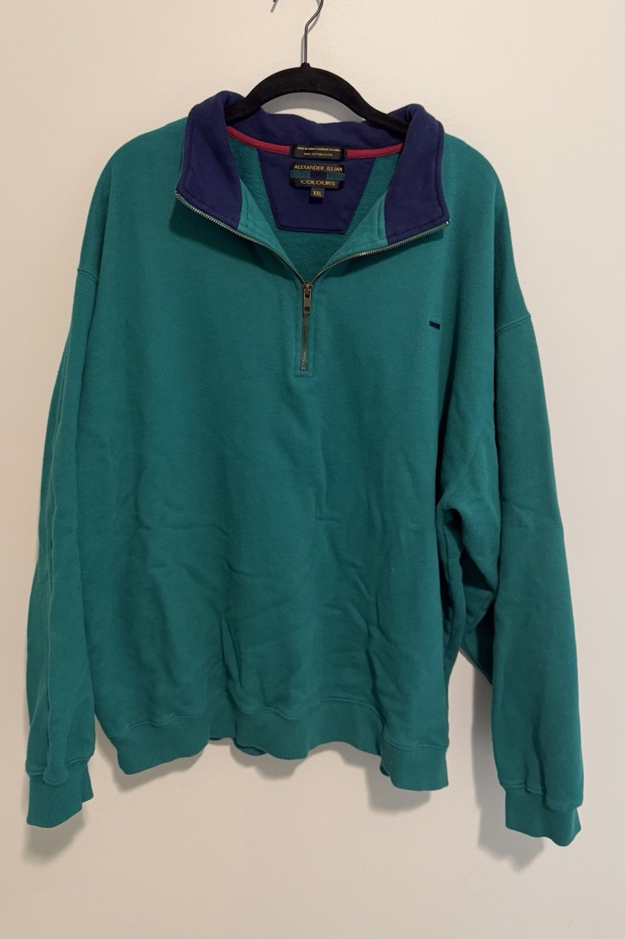 Alexander Julian Colours | Mens Sz XXL |1/4 Zip Long Sleeve Green Sweater