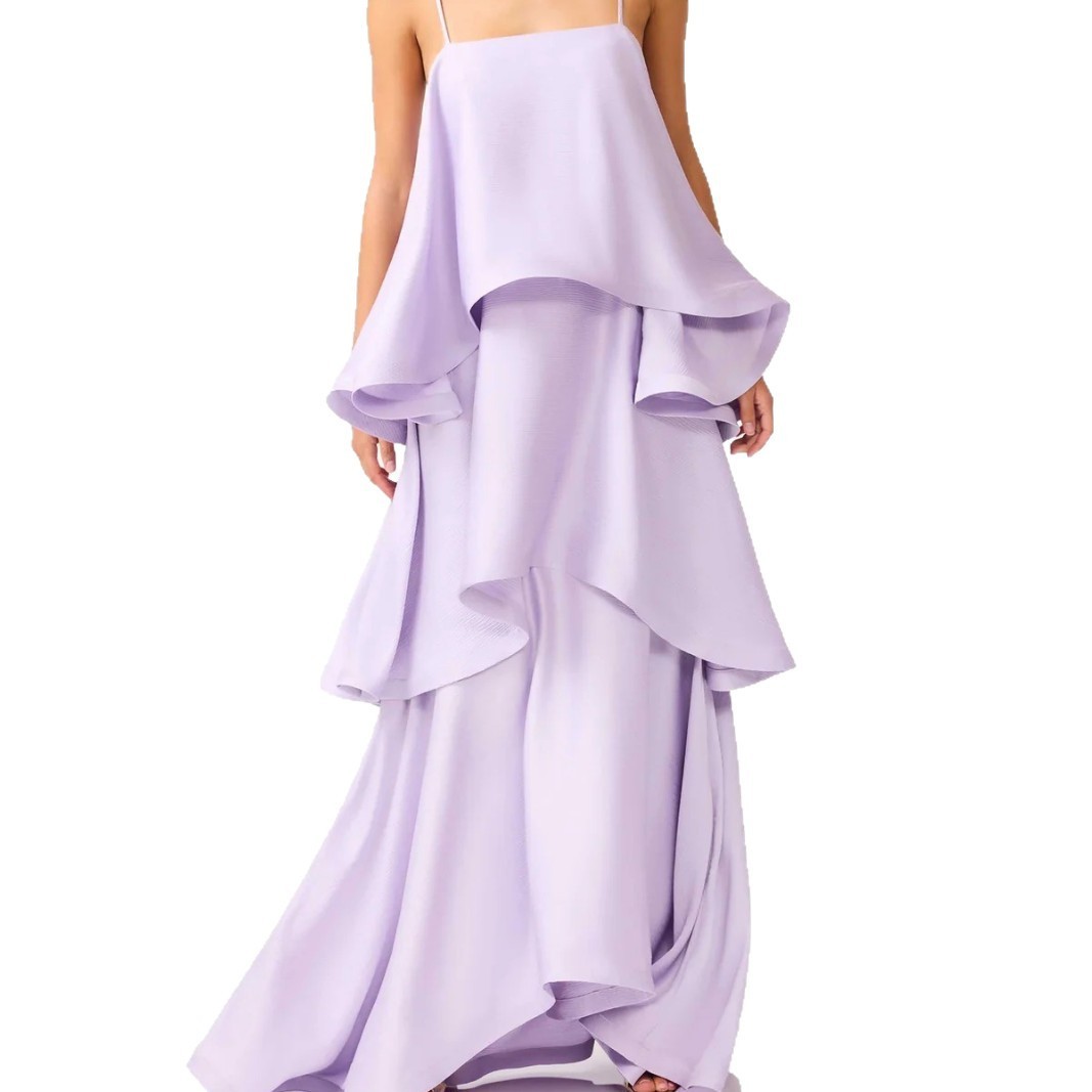 NEW Satin Wide-leg Strap Multi-layered Holiday Dress Sizes S-XL