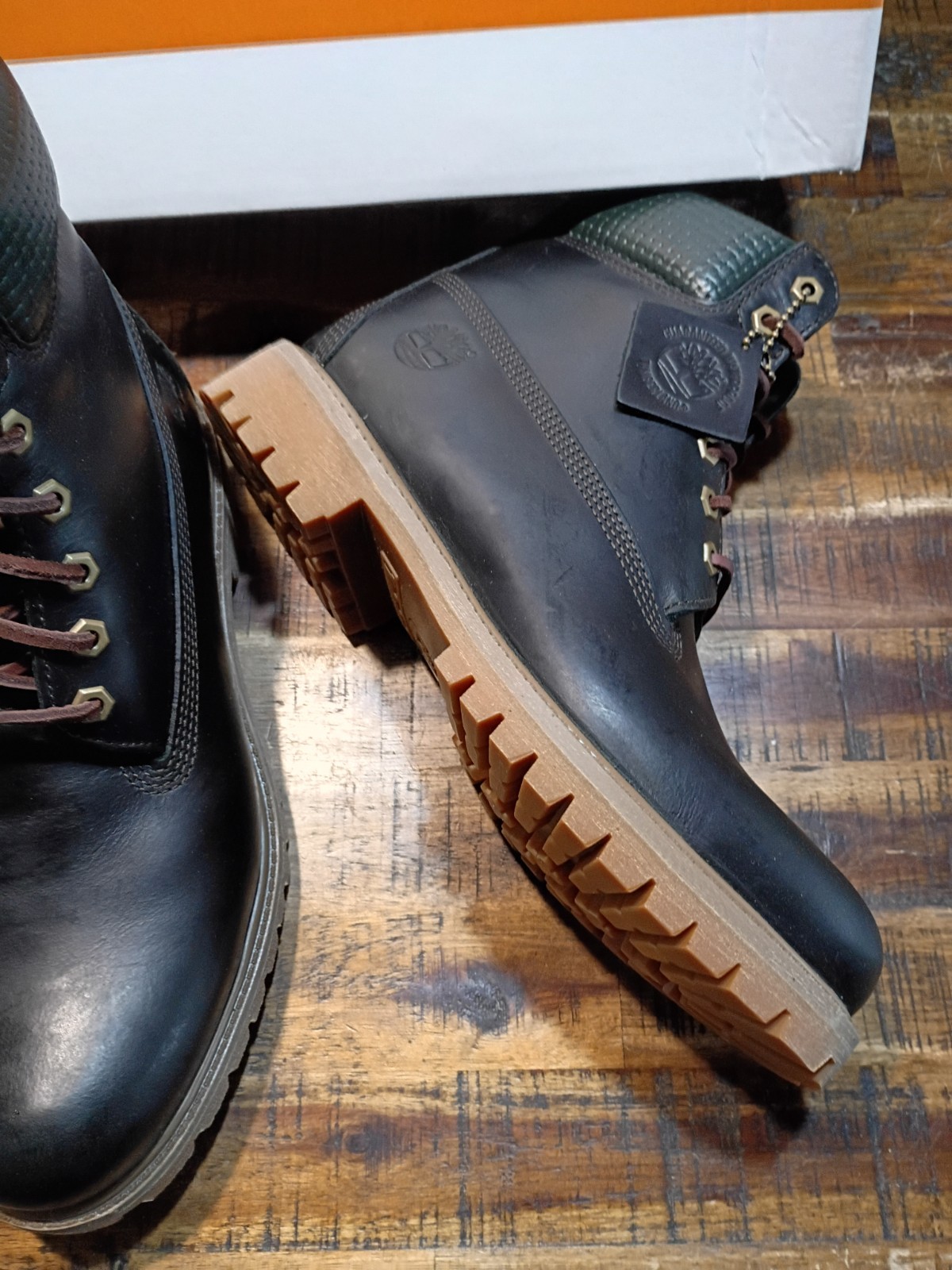 Mens Timberland Premium 6 Waterproof BOOTS Dk. GREEN FULL GRAIN LEATHER Sz 9.0
