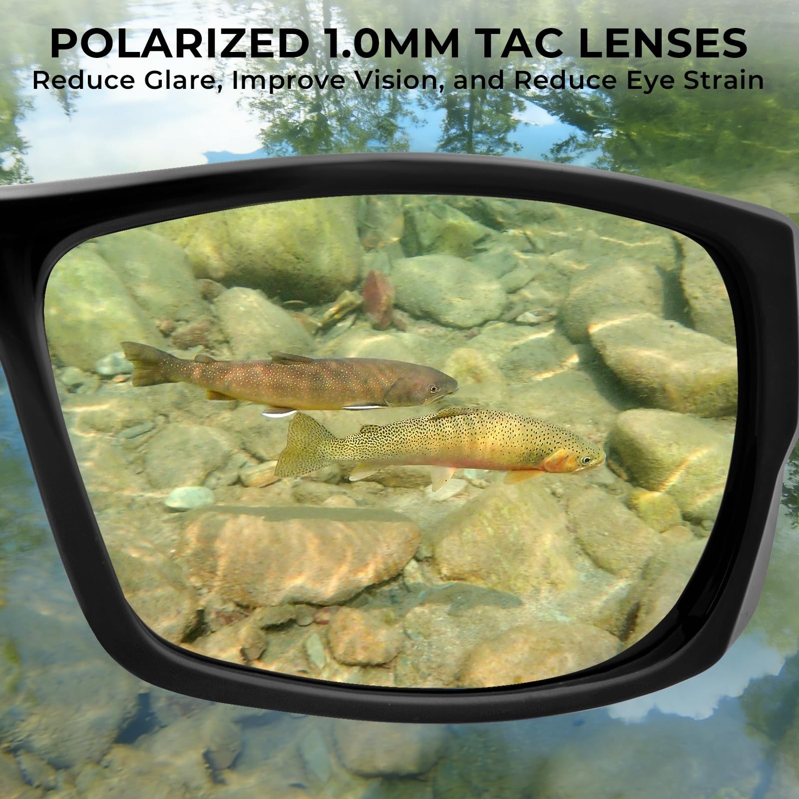 Polarized Sport Fishing Sunglasses, UV 400 Protection, Wrap Design, PuriVex Lens