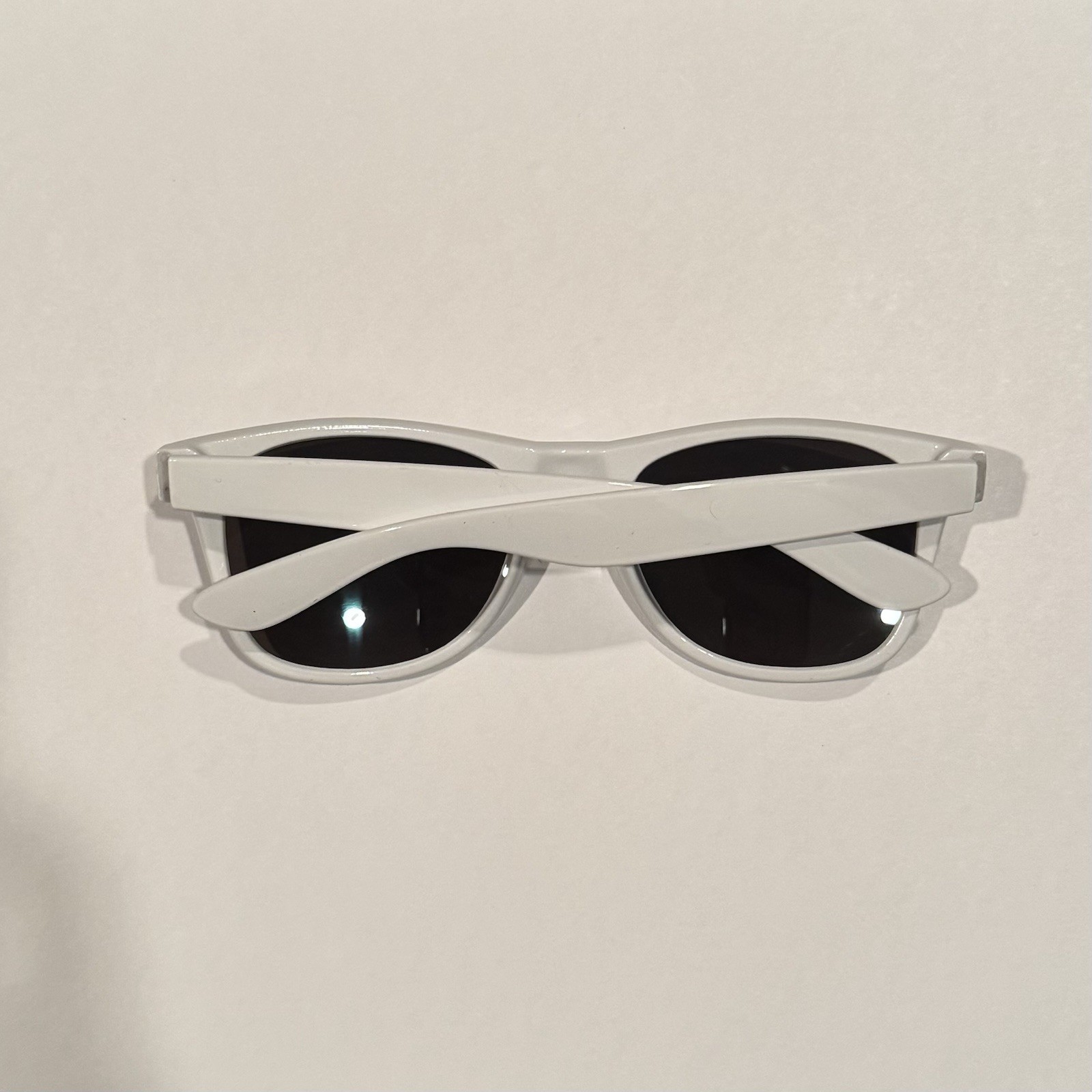 Women’s Oval Sunglasses White Plastic Frame Black Tinted Lenses Lightweight