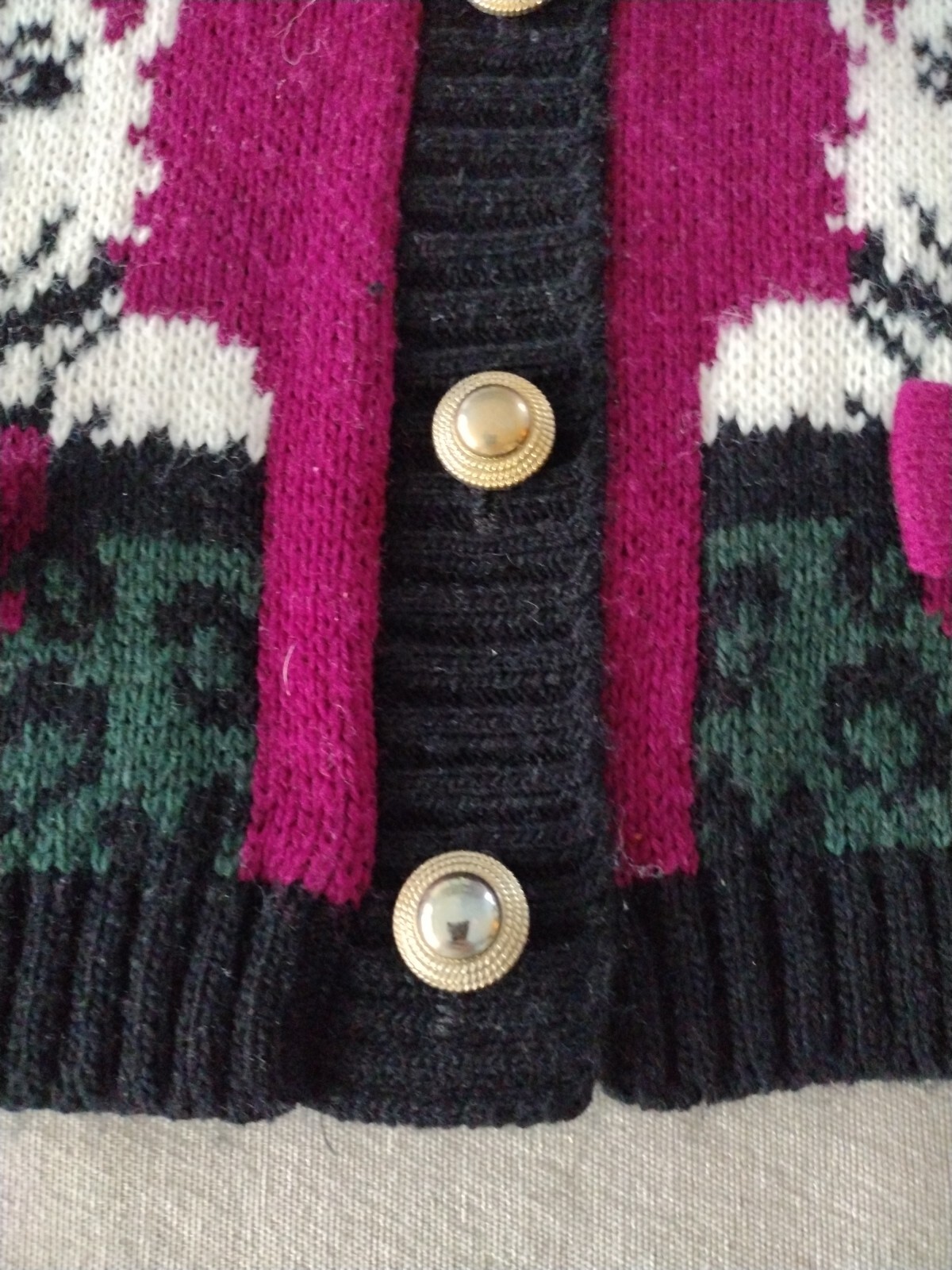 Jetset Cool Kids Girls Cardigan 3T Vintage Purple Dogs In Presents Gold Buttons