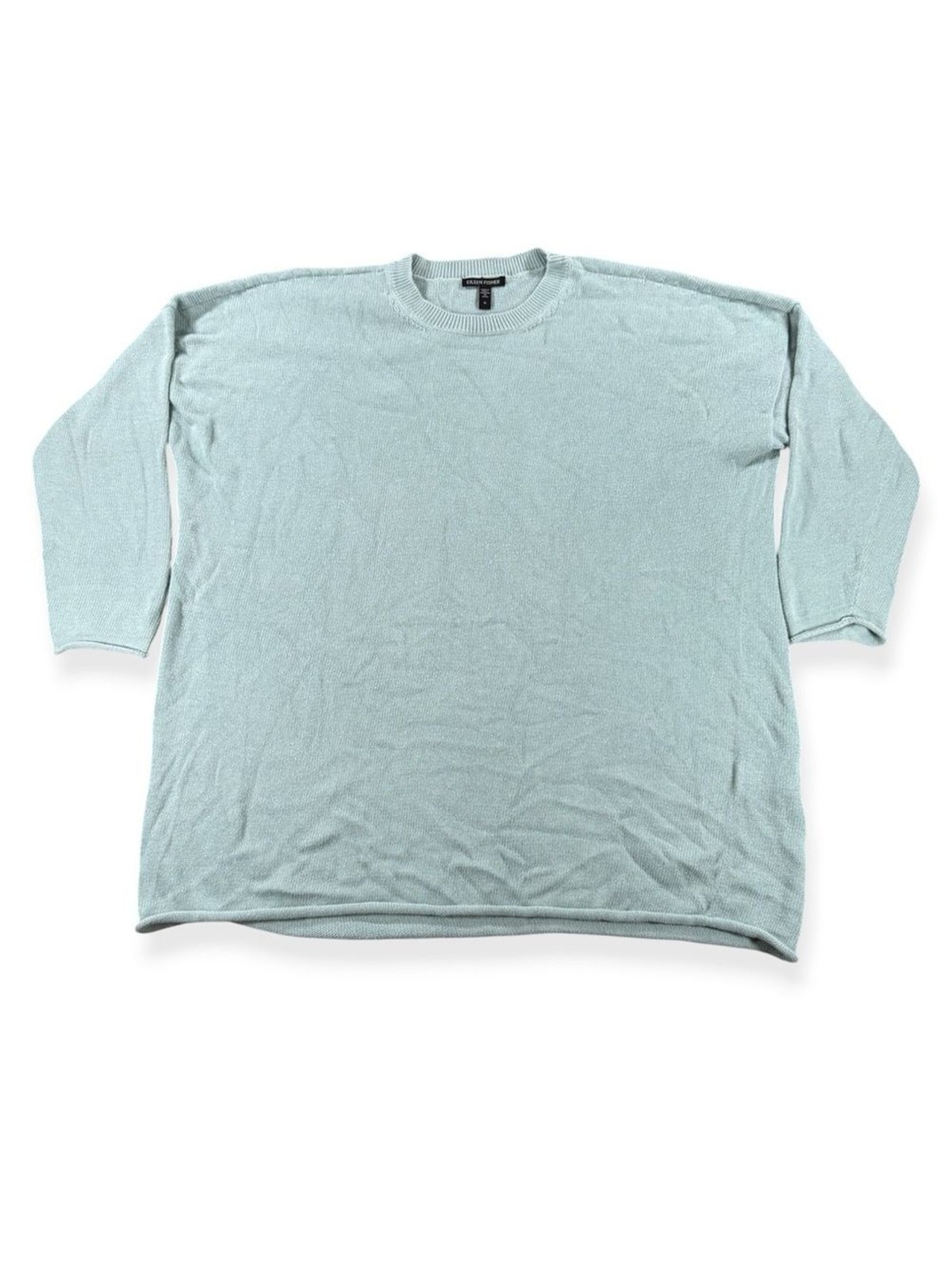 Eileen Fisher Organic Cotton & TENCEL™ Blend Sweater- Arctic Blue – Size 1X