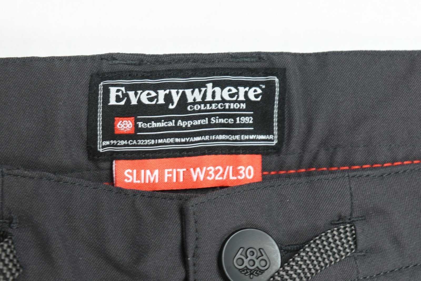 686 Everywhere Pants Mens 32×30 Gray Slim Fit Nylon Stretch Drawstring Hiking