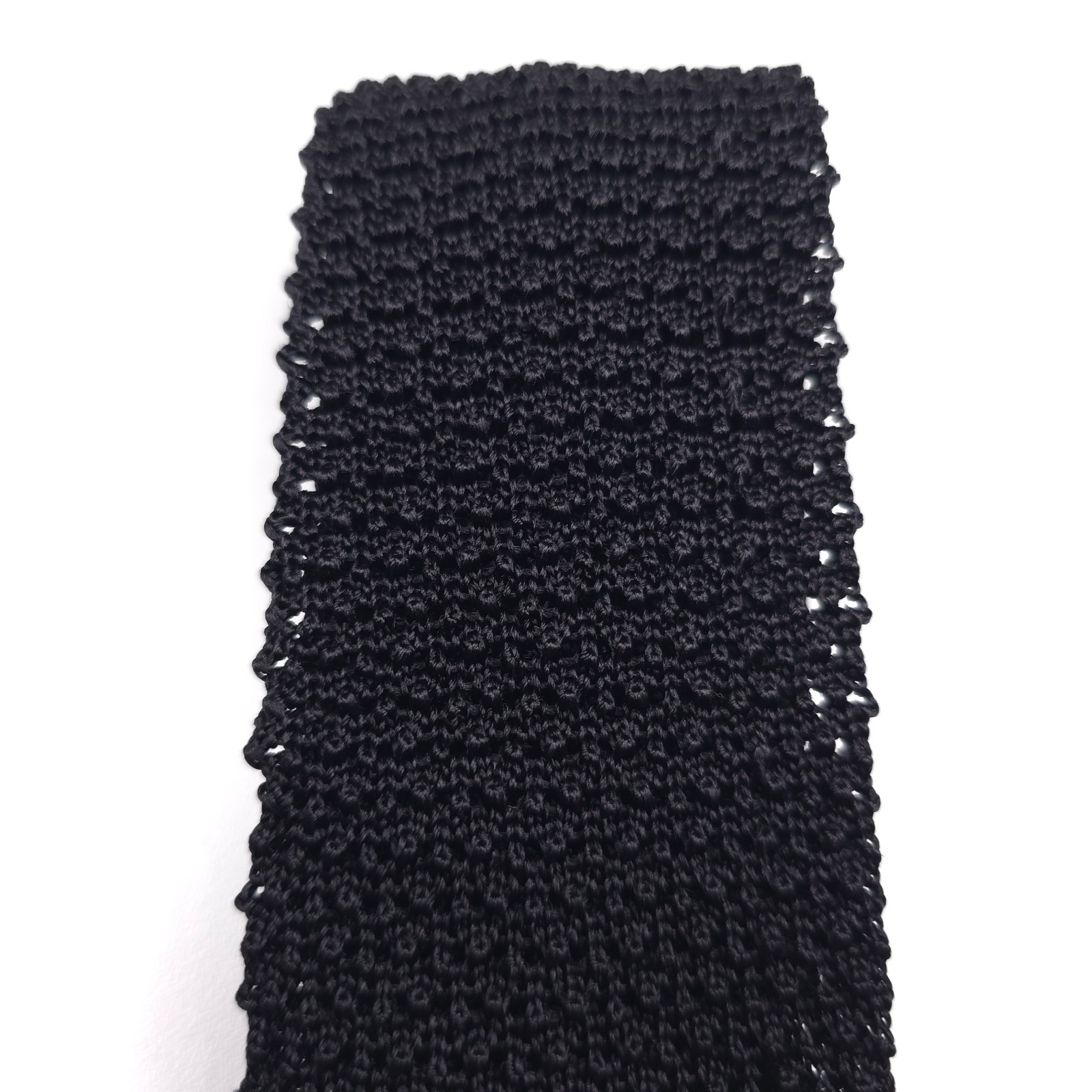 Polo Ralph Lauren Knit Silk Tie Mens One Size Solid Black Handmade in Italy