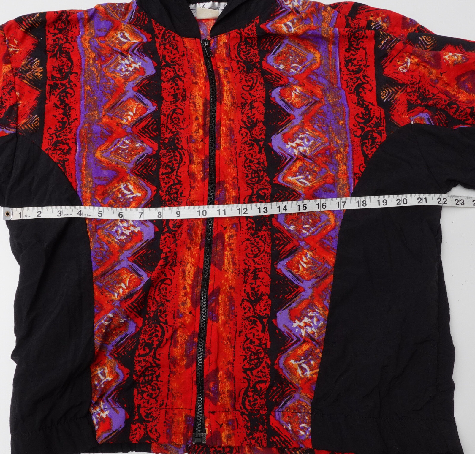 Vintage Womens 80s 90s Bike Cycling Jacket Hooded Windbreaker All Over Print AOP