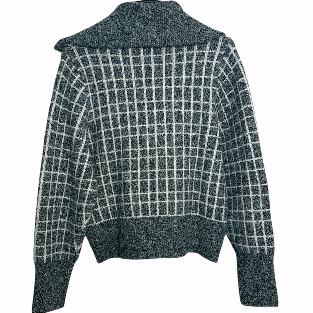 NWT Varley Furley Half Zip Knit Gray White Plaid Medium