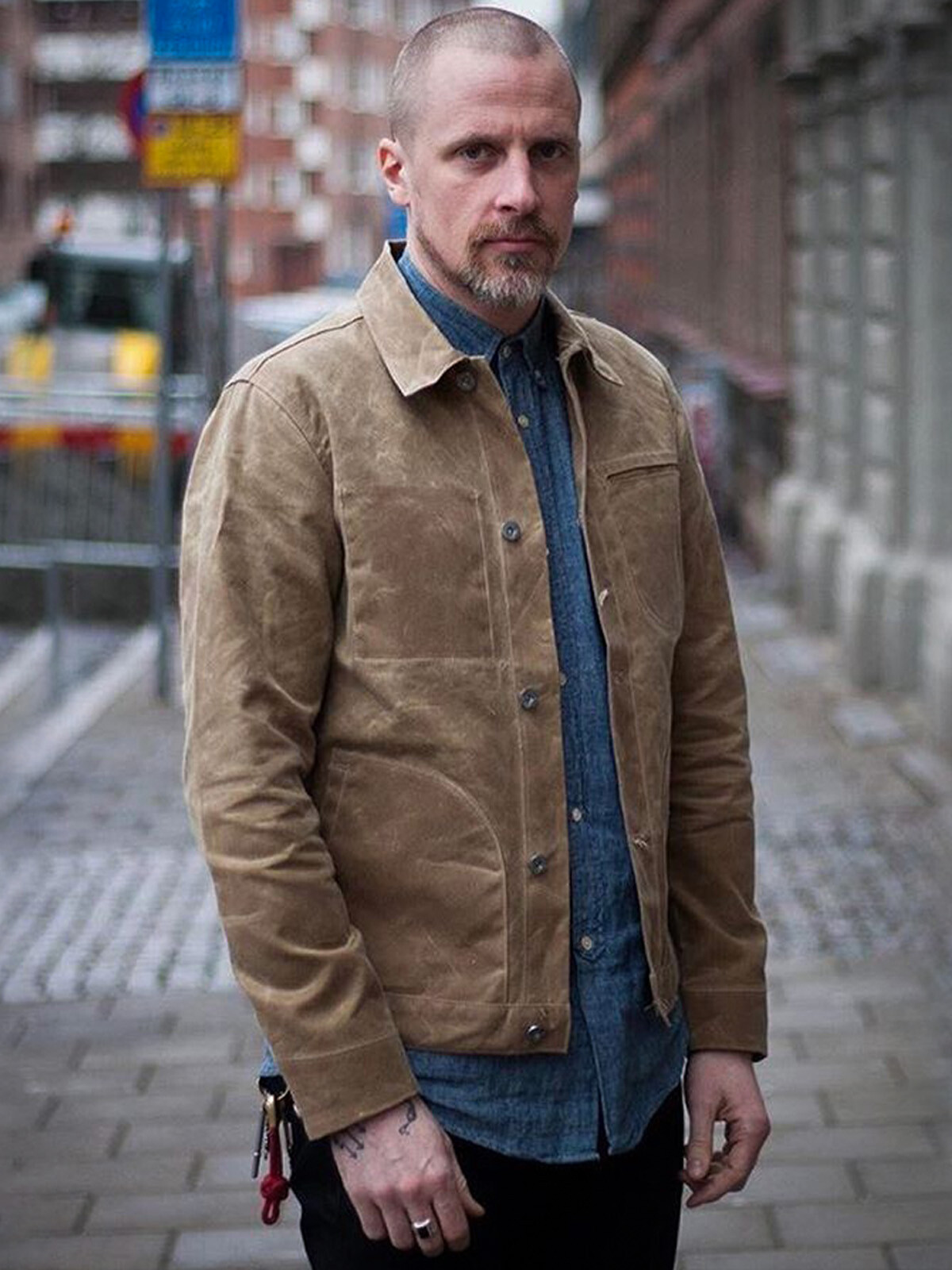 Maden Men’s Waxed Canvas Cotton Jacket Military Work Jacket Khaki high quality