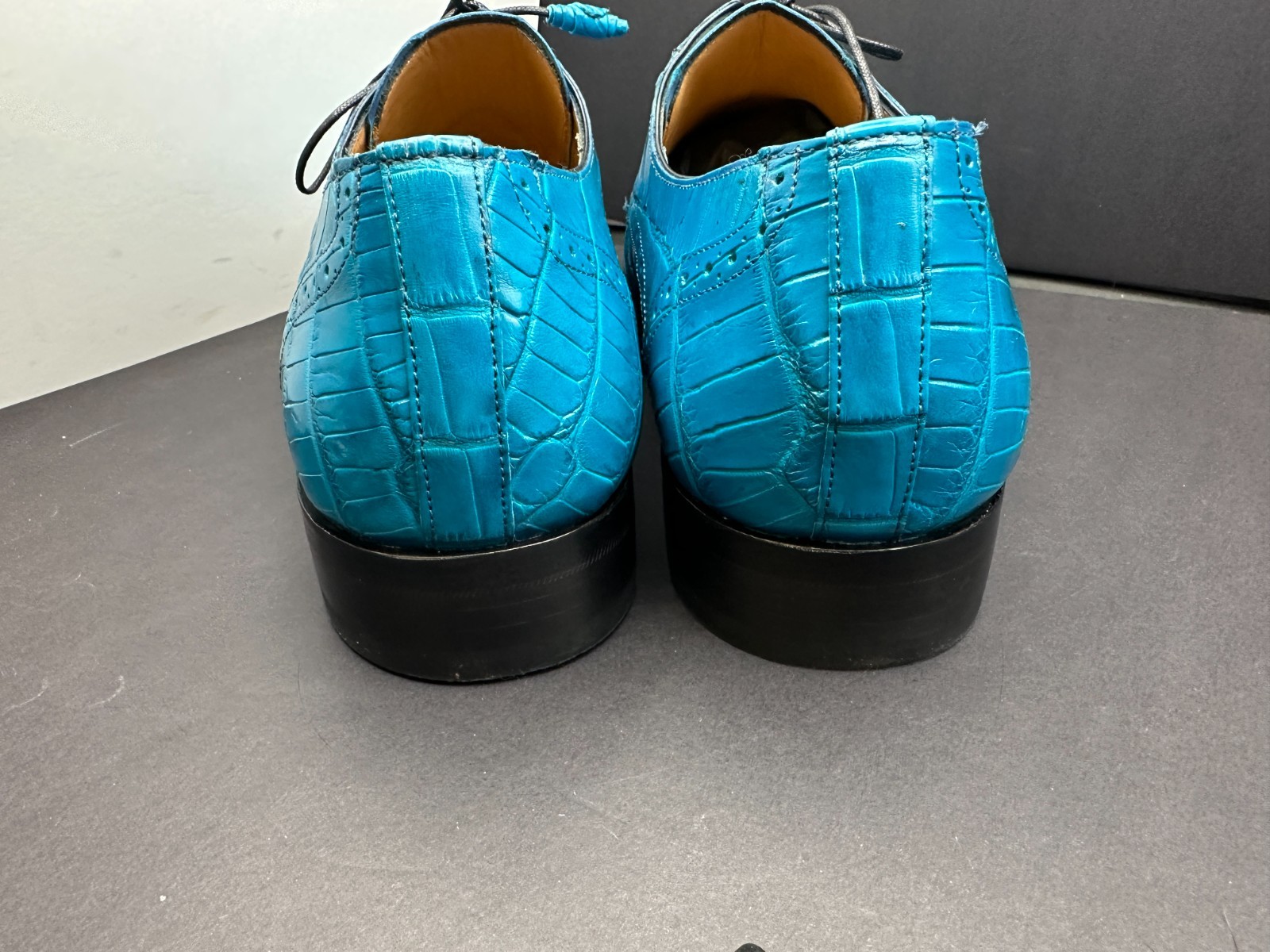Mezlan Size 11.5 M Crocodile Blue Lace Up Spain Dress Shoes MEN’S
