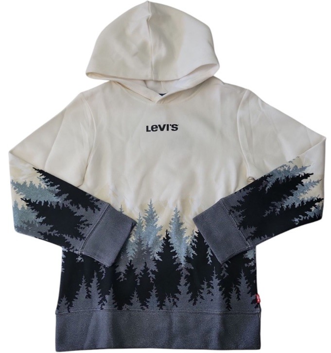 Levi’s Boy’s Hoodie Easy Fit Soft Fleece Size XS (4-5) Dark Shadow Pine Trees