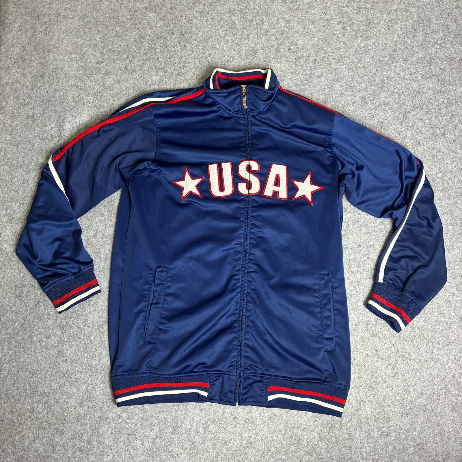 Choice Sportswear Vintage USA Track Jacket Mens Medium Red White Blue Full Zip