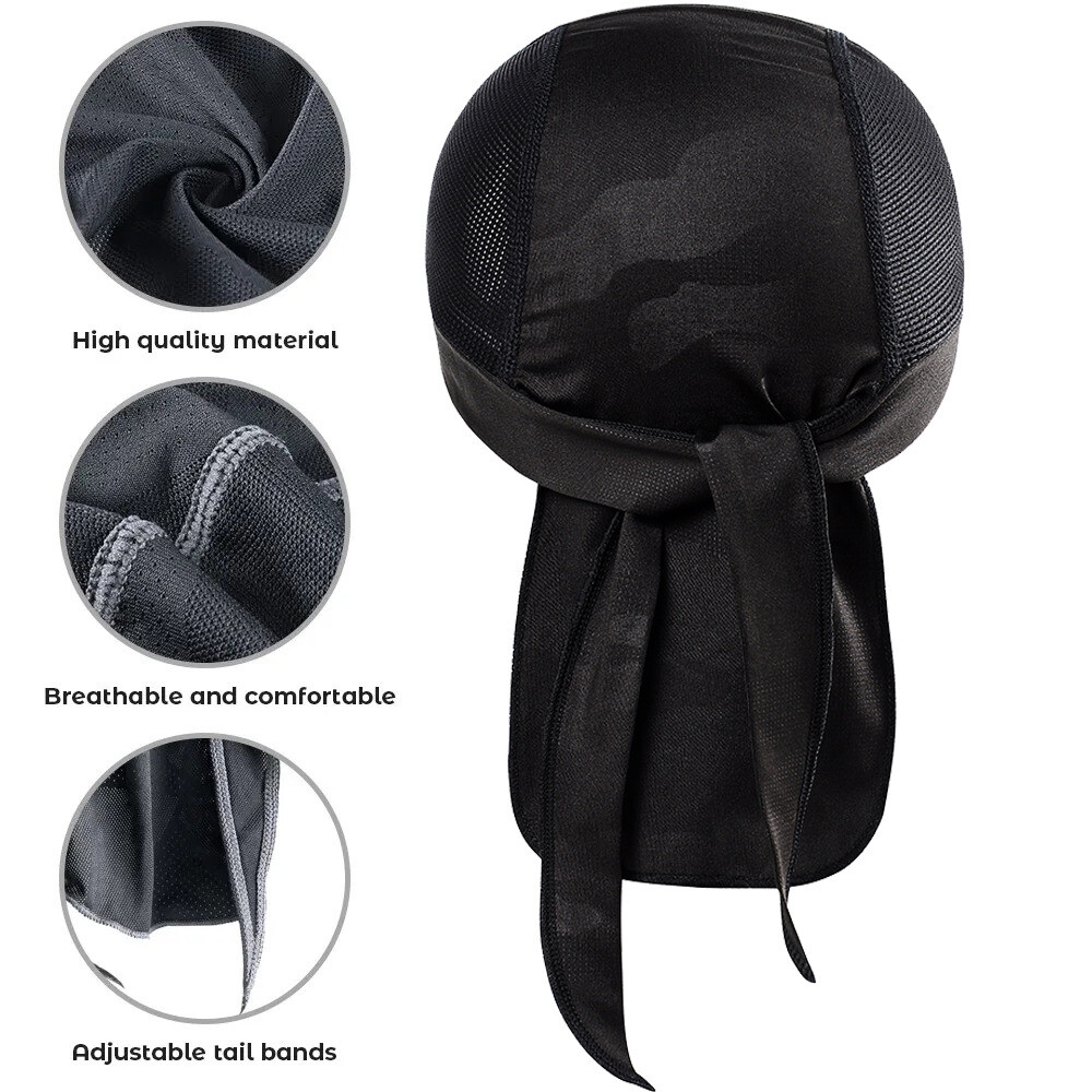 Durag Skull Cap Head Wrap Biker Motorcycle Du Do Black Bandana Paisley Doo Rag