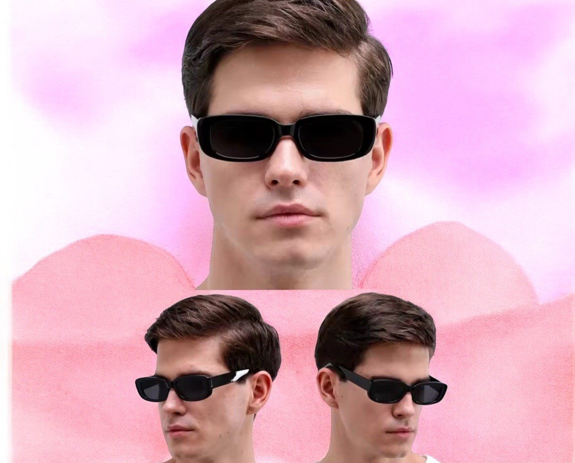 Bad Bunny Rectangle Black Sunglasses Men Women Celebrity Fashion UV400 Trendy