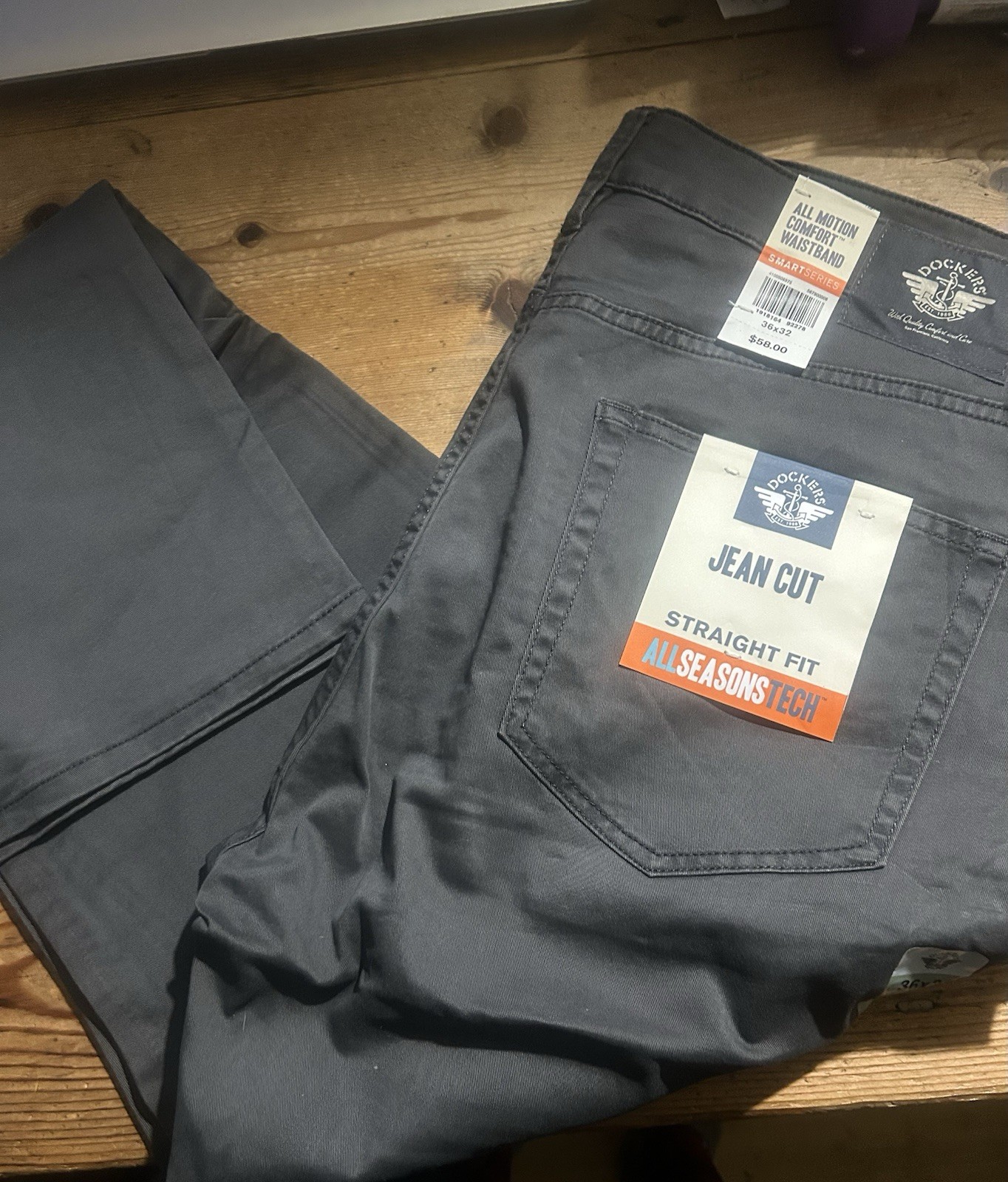 NEW DOCKERS ALL SEASON TECH JEAN CUT STRAIGHT FIT Dark Gray PANTS SZ: 36×32
