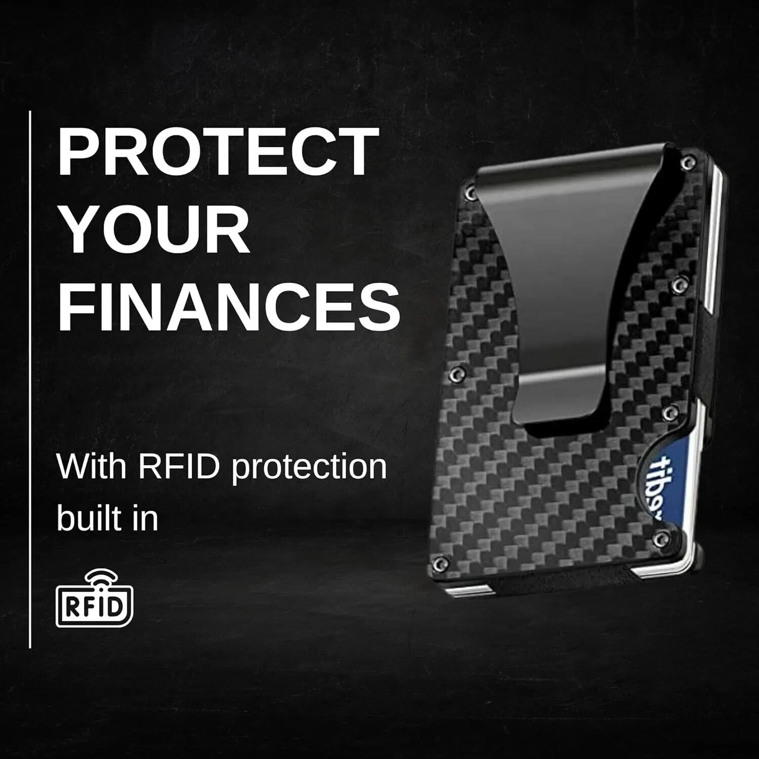RFID Blocking Slim Money Clip Men’s Carbon Fiber Credit Card Holder Metal Wallet