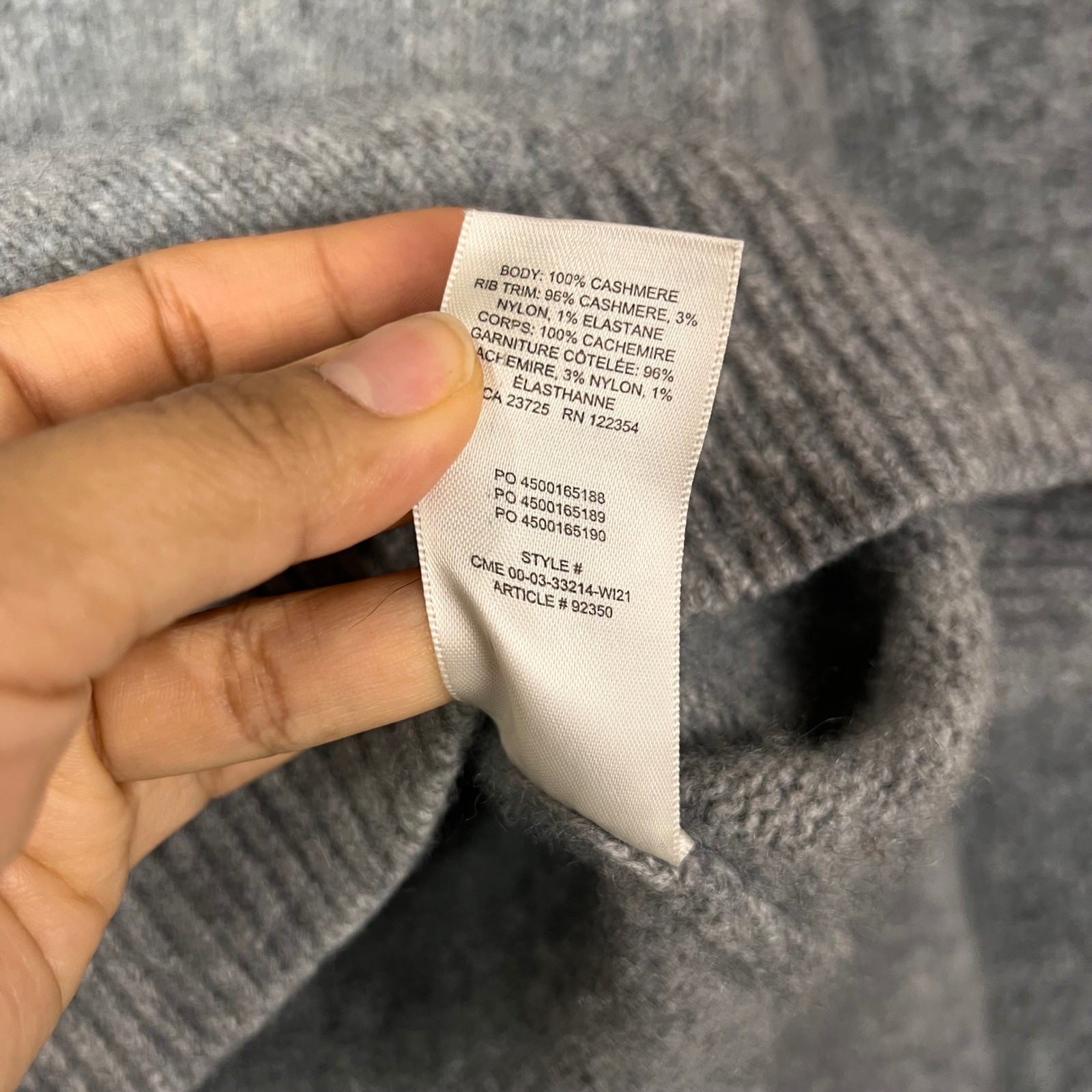 The Group by Babaton Aritzia 100% Cashmere Luxe Cropped Hoodie Gray Small