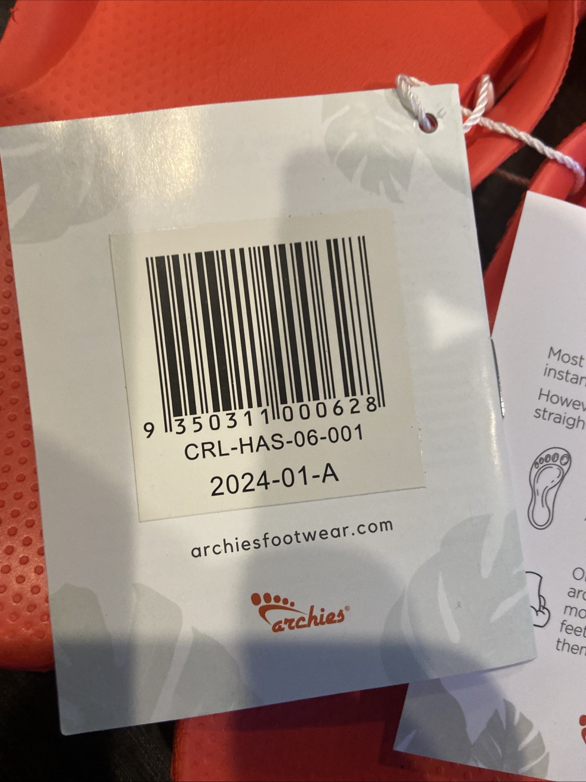 Size 7 Women Archies Arch Support Flip Flop ARCHFLIP CORAL Vivid Coral SYNTHETIC