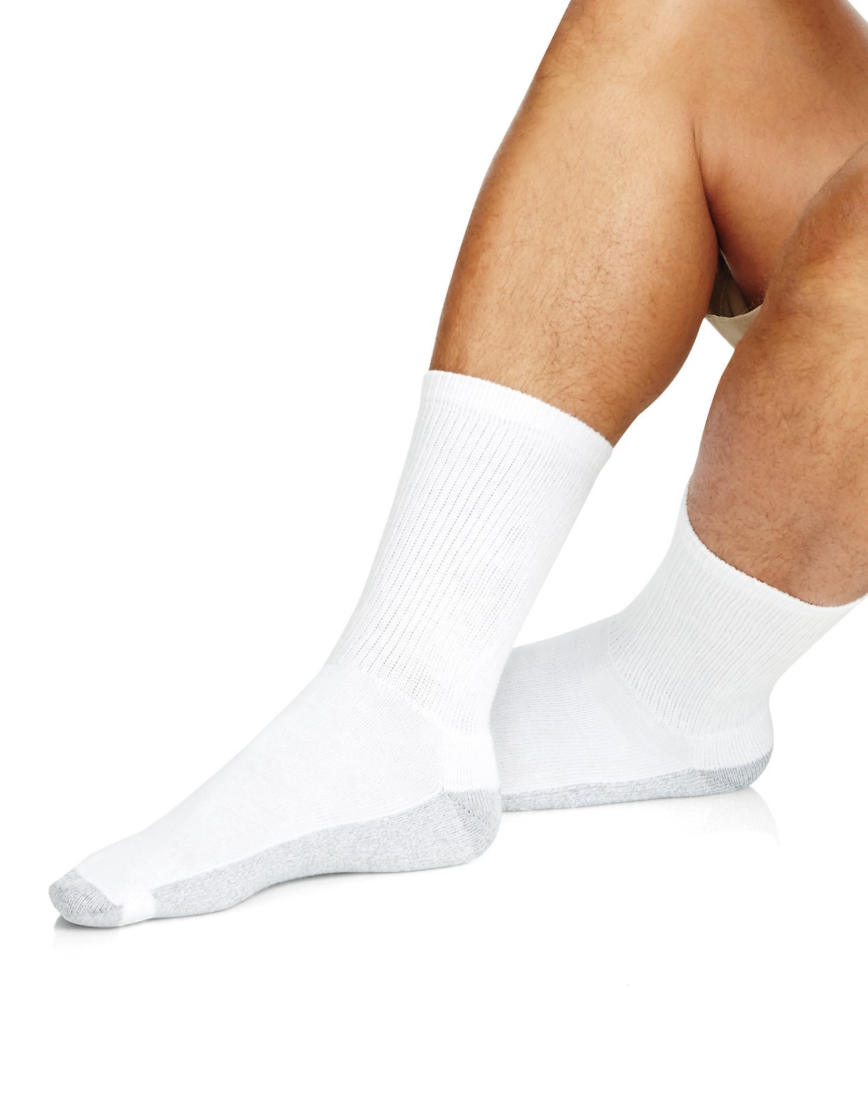 Hanes Premium Men’s Crew Socks White Black Gray Socks Size:10-13/Shoe Size:6-12