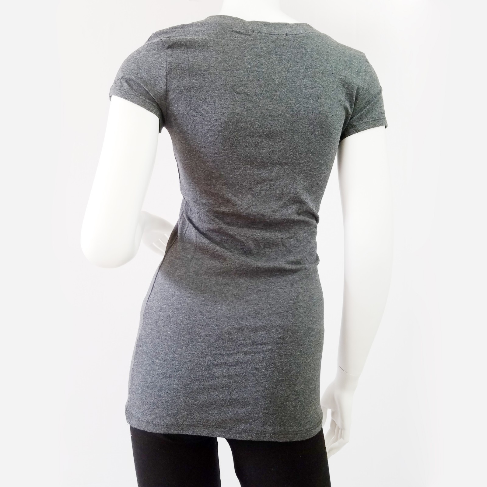 Ambiance V-Neck Short Sleeve T Shirt Basic Plain Solid Top Stretchy Cotton Tee