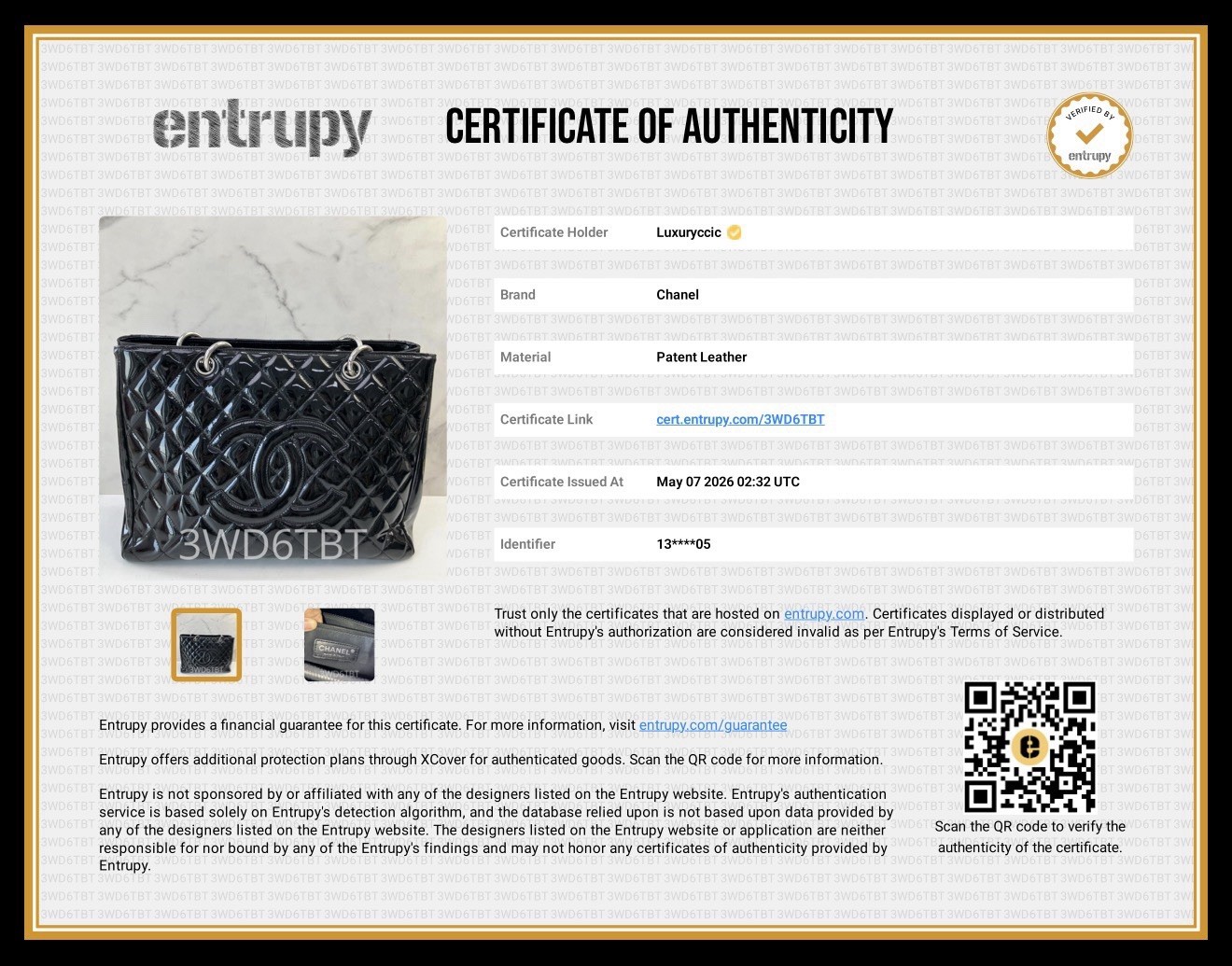 💎✨CHANEL Entrupy Authenticated 💎✨ Black Patent Leather Quilted CC Tote Bag