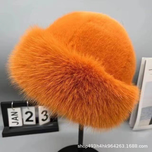 Women Faux Fur Mongolian Hats Cap Brimless Plush Fluffy Skiing Riding Warm