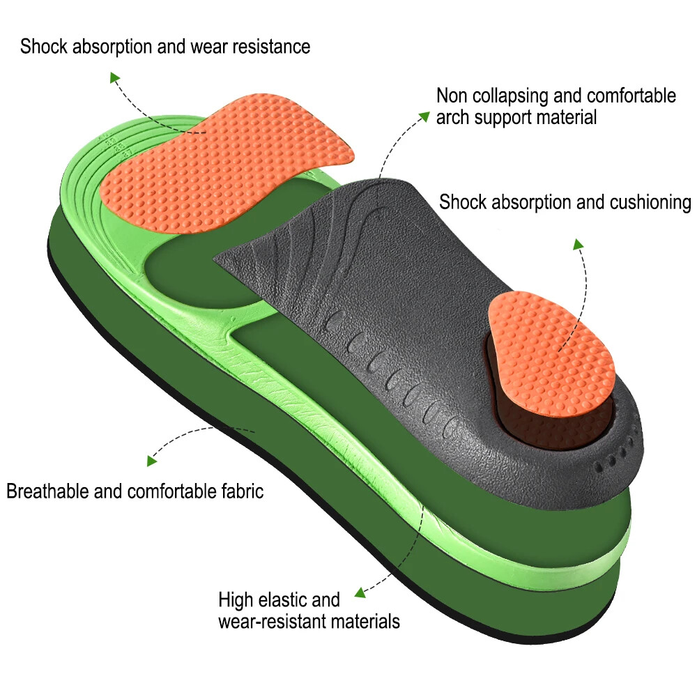 Orthopedic Insoles Shoe Inserts Flat Feet High Arch Support Women Men Foot Pain