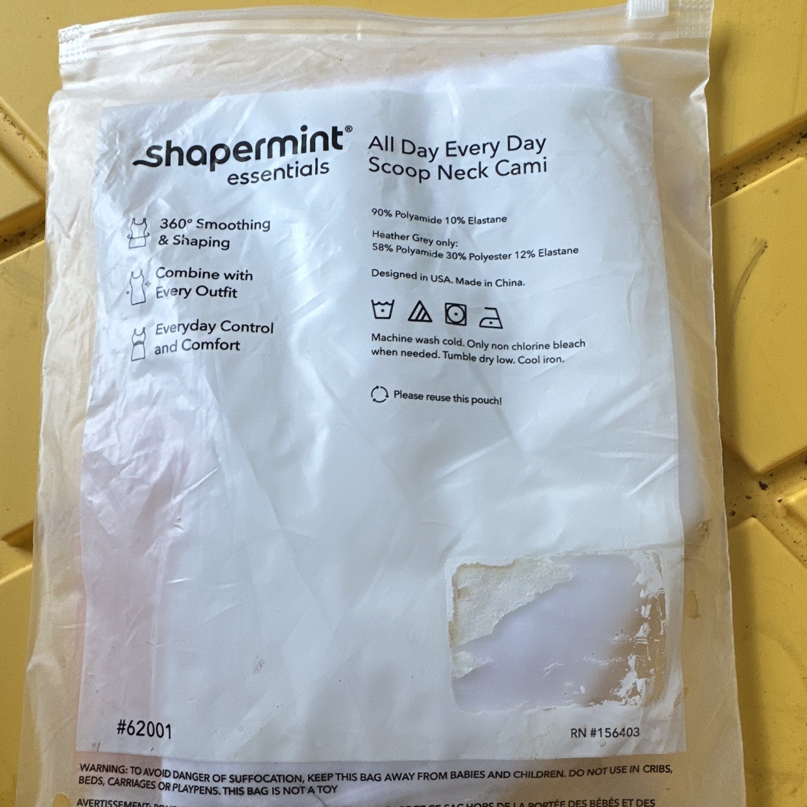 Shapermint Essentials Scoop Neck Cami Shapewear L White 360° Smoothing 62001
