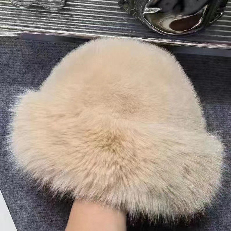 Women Faux Fur Mongolian Hats Cap Brimless Plush Fluffy Skiing Riding Warm