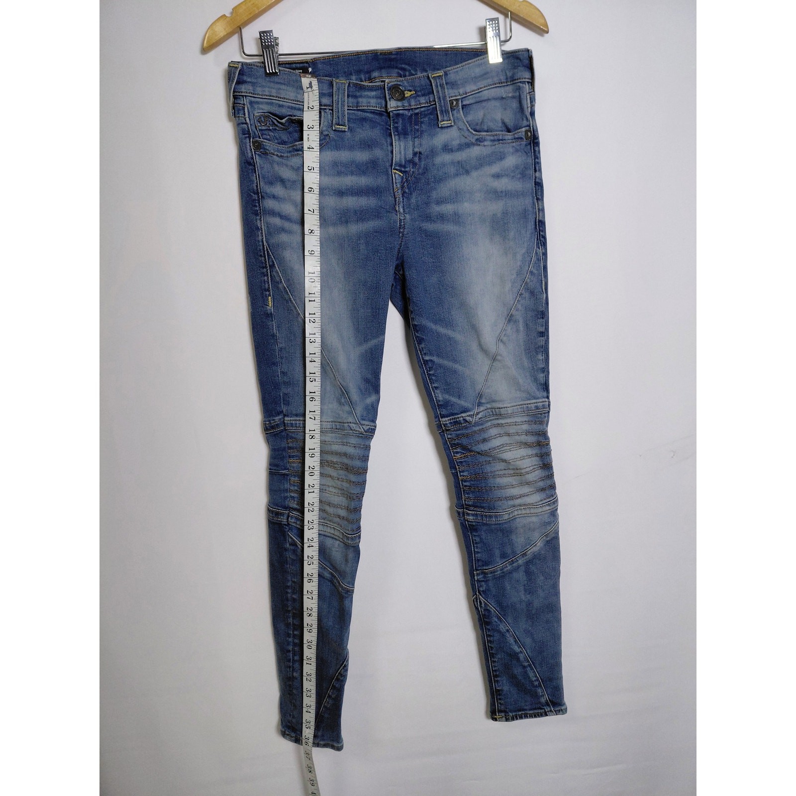 True Religion Halle Mid Rise Super Skinny Jeans Blue Mid (10-12 in) Size 29