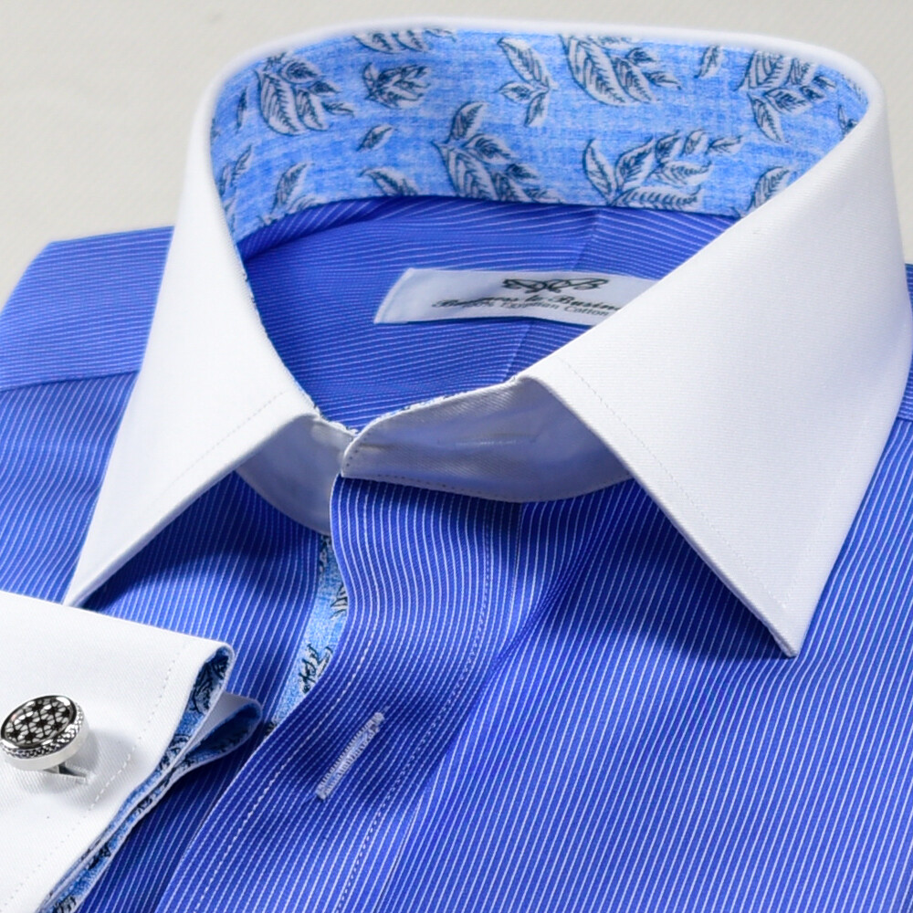 Blue Mini Stripe Formal Business With Romantic Inner Lining Professional Dress