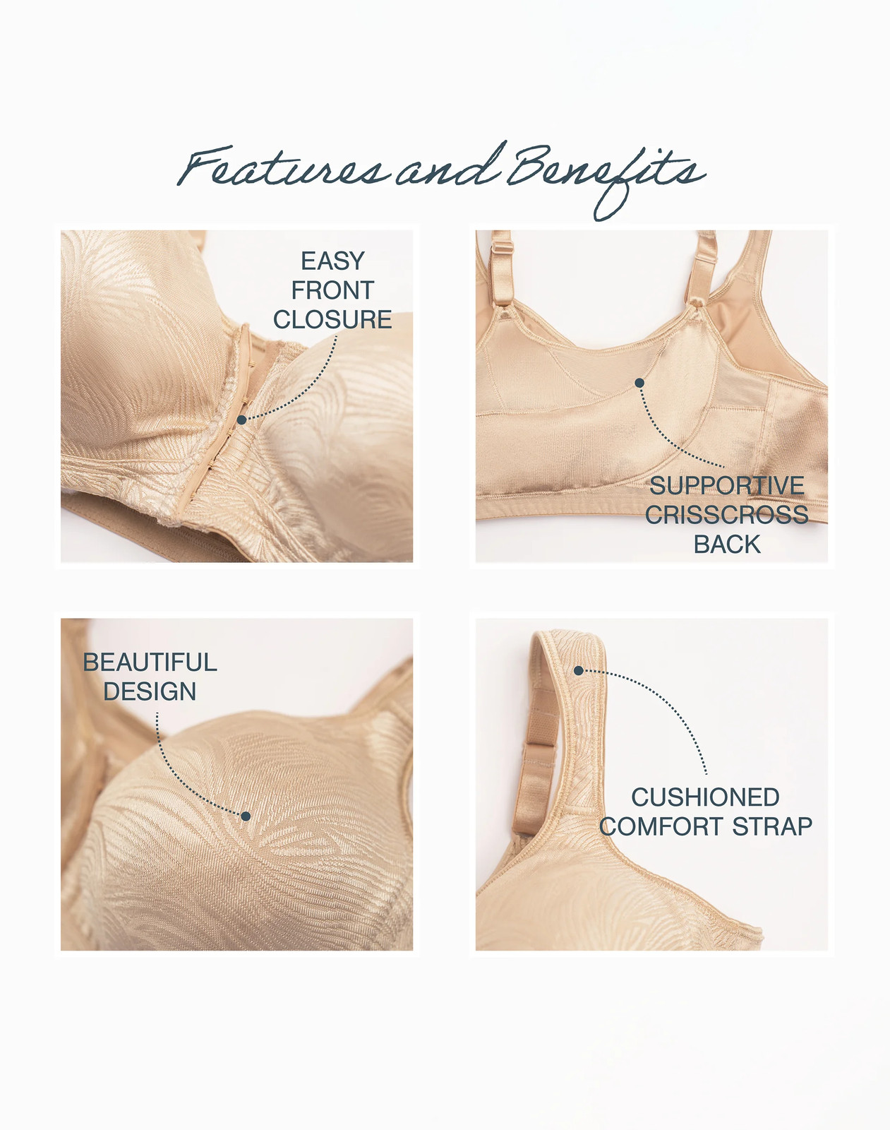 Playtex 18 Hour Wirefree Bra Posture Boost PowerSupport Side Back Smoothing E525