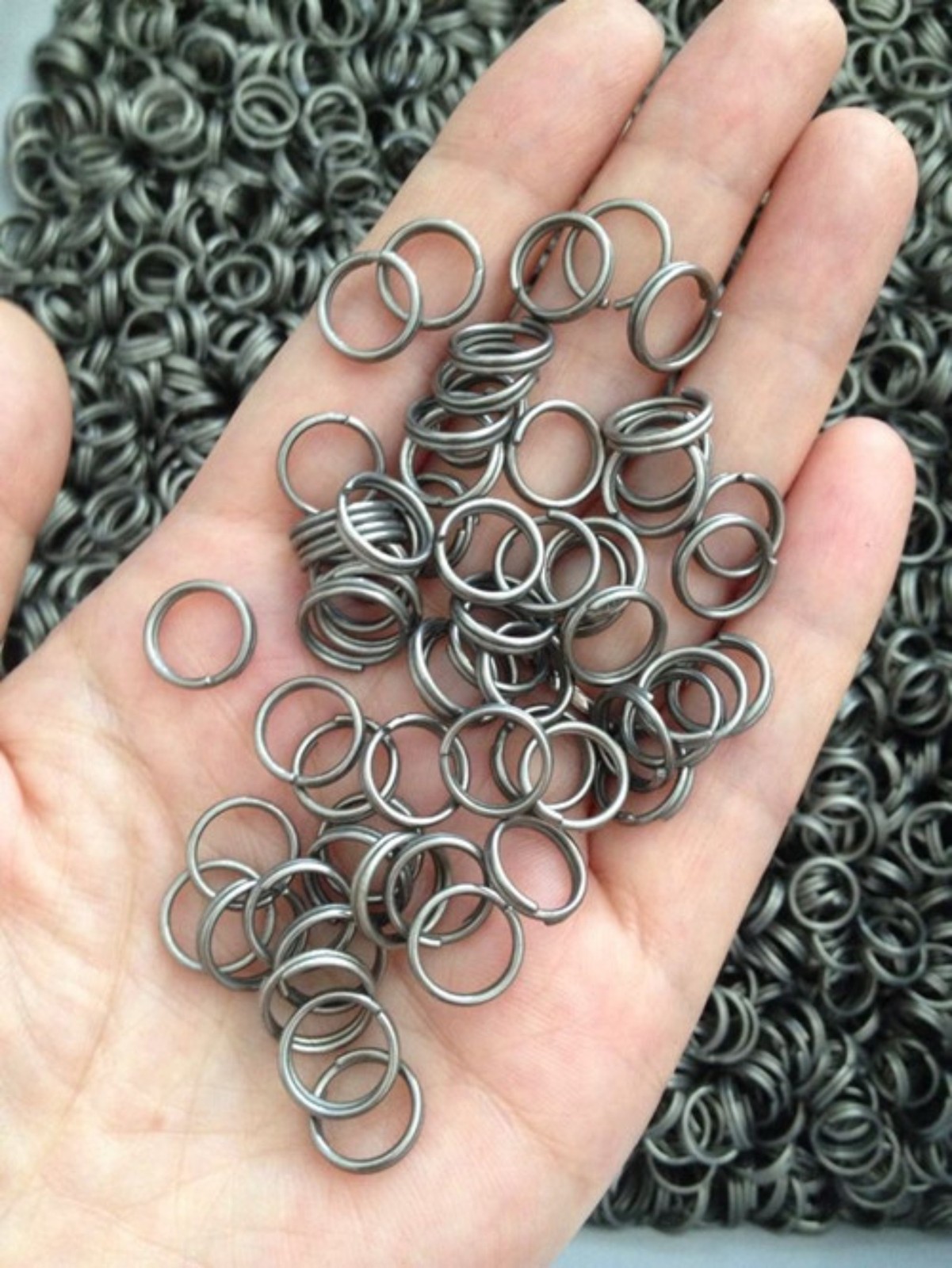 10pcs 10/12/14mm Titanium Alloy Circle Key Ring Hanging Split Ring Keychain