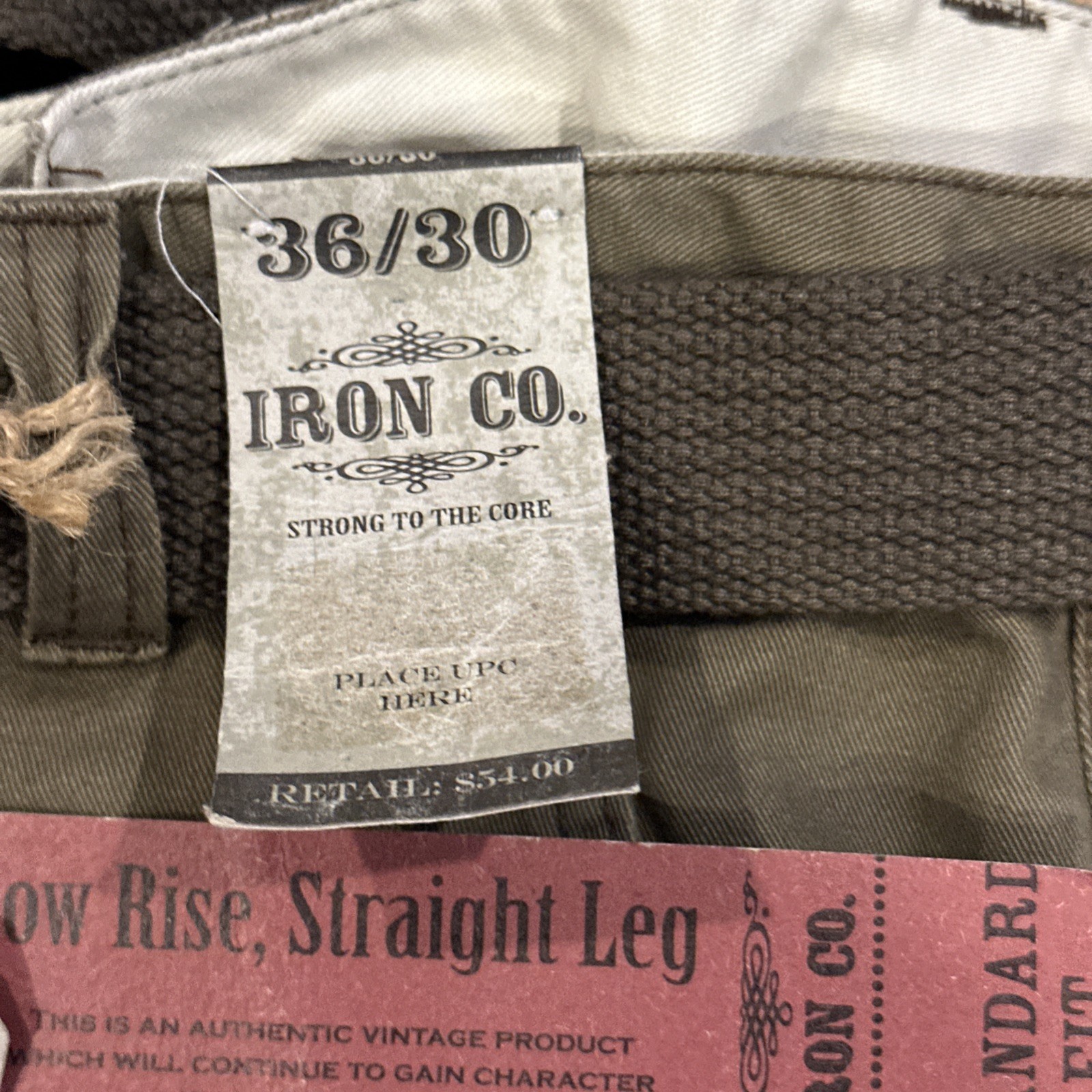 Iron Co Men’s Cargo Pants W/Belt Straight Leg Standard Fit 36×30 Olive Green NWT