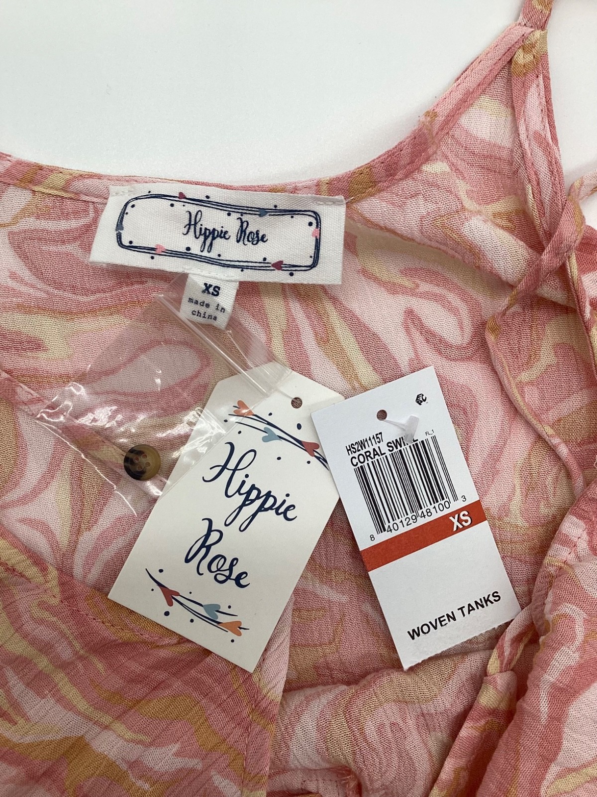 Hippie Rose Pink & Gold Swirl Ruffle Cami NWT