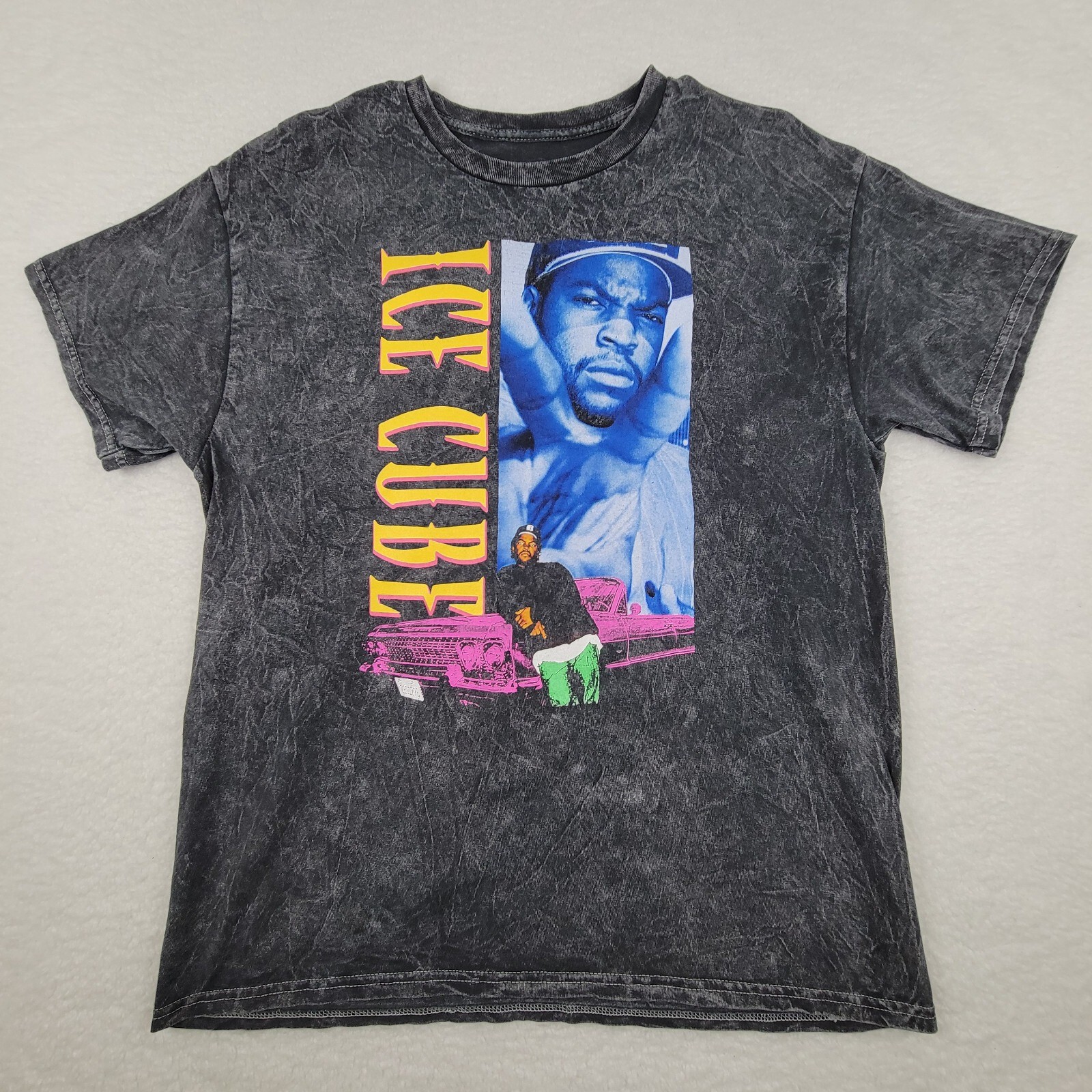 Ice Cube Rap T Shirt Mens Large L Black Faded Distressed Look Hip Hop