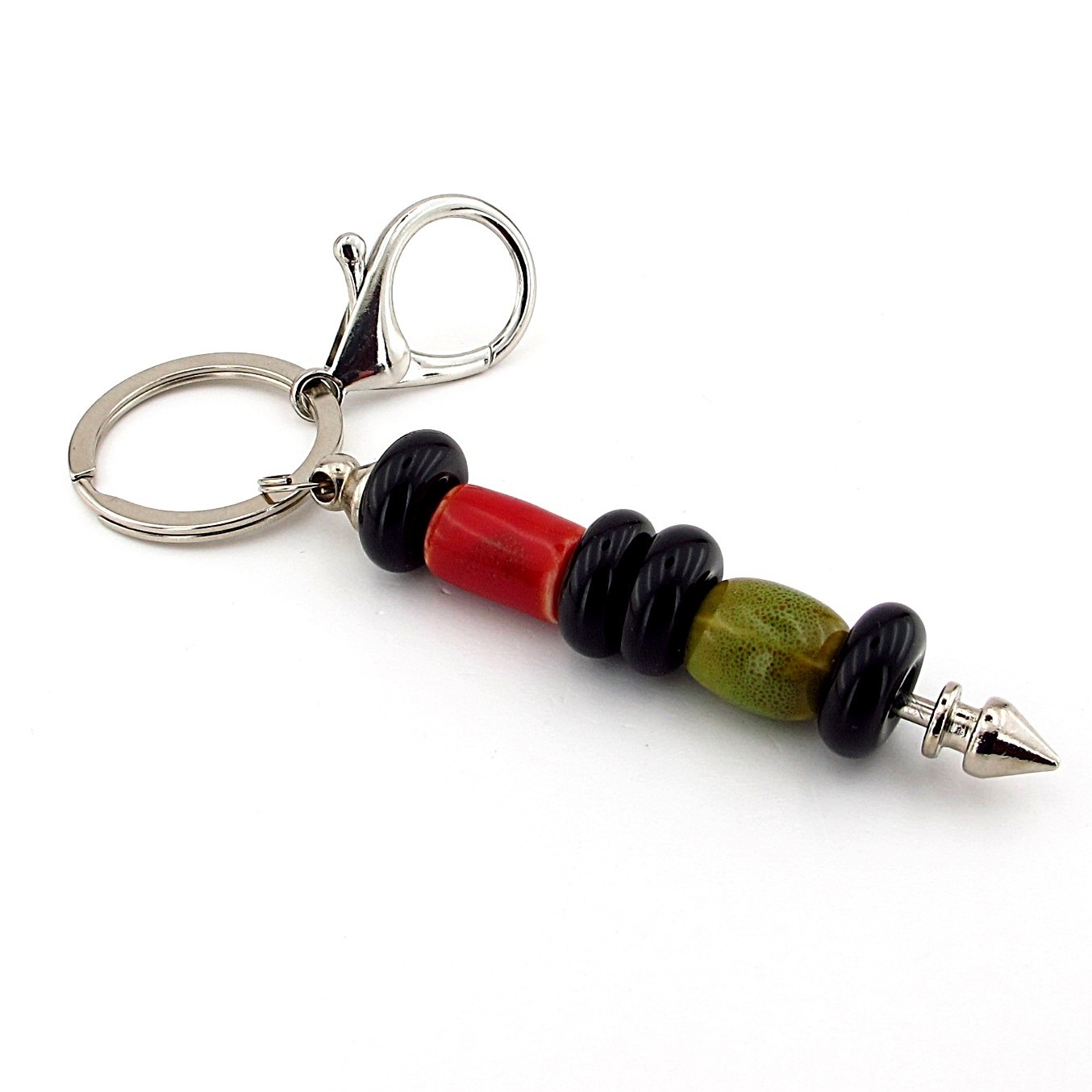 Handmade Ceramic Glass Spike Keychain Purse Bag Charm Punk Gothic ScrewOff BCH08