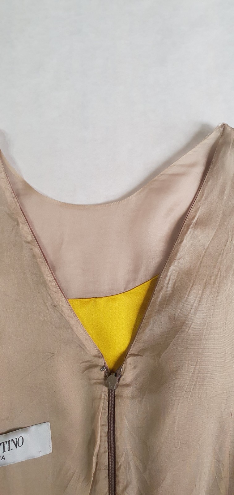 Valentino Roma Yellow Satin Cocktail Dress Crystal Belt IT 40 US 4 Made in Italy