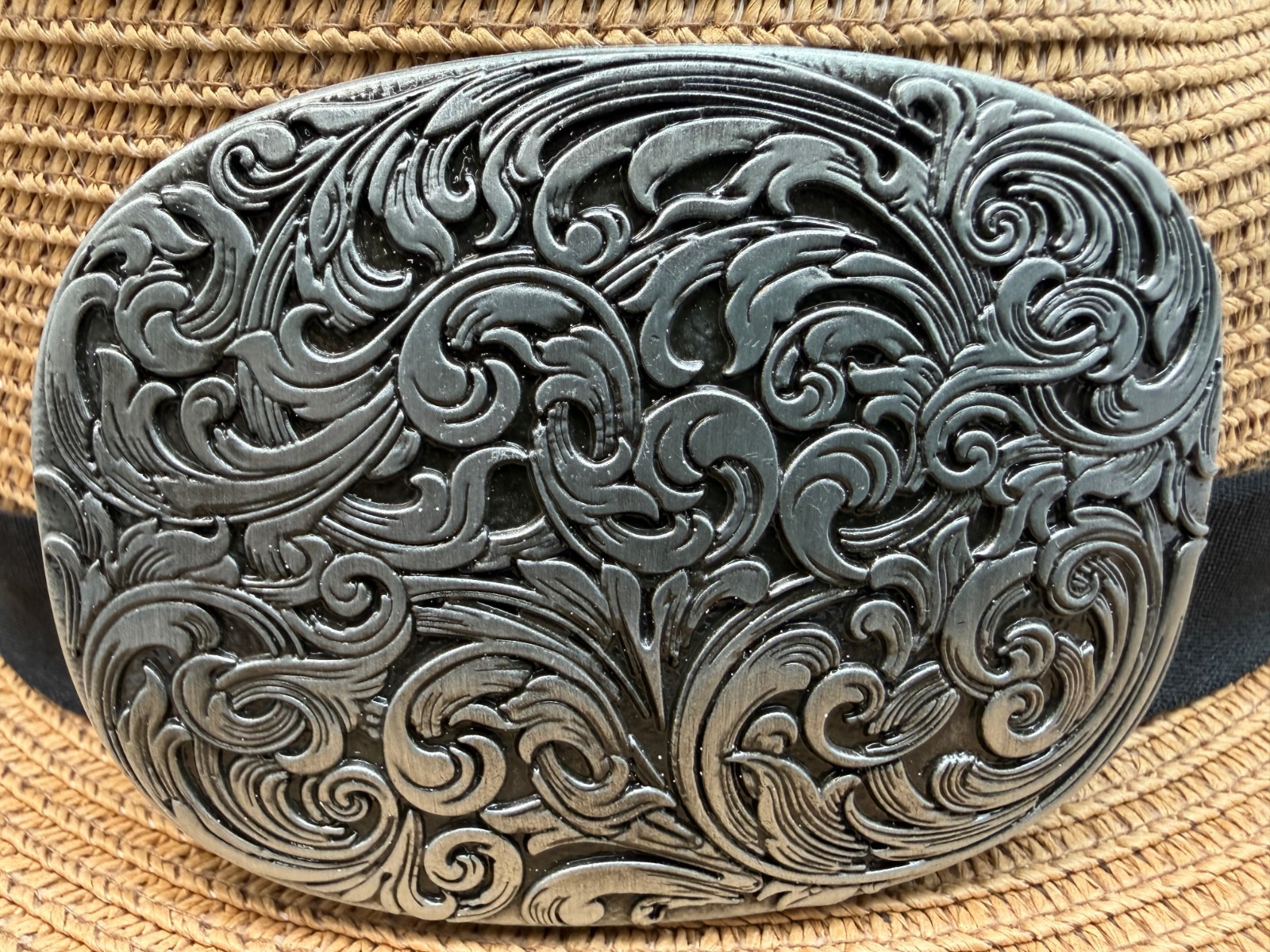 Classic Vintage Western Cowboy Antiqued Silver Floral Belt Buckle