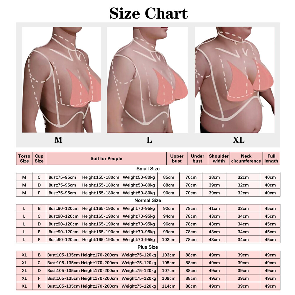 IMI 9th Flocking Silicone Breast Form Boobs B-K Cup Breastplate for Crossdresser