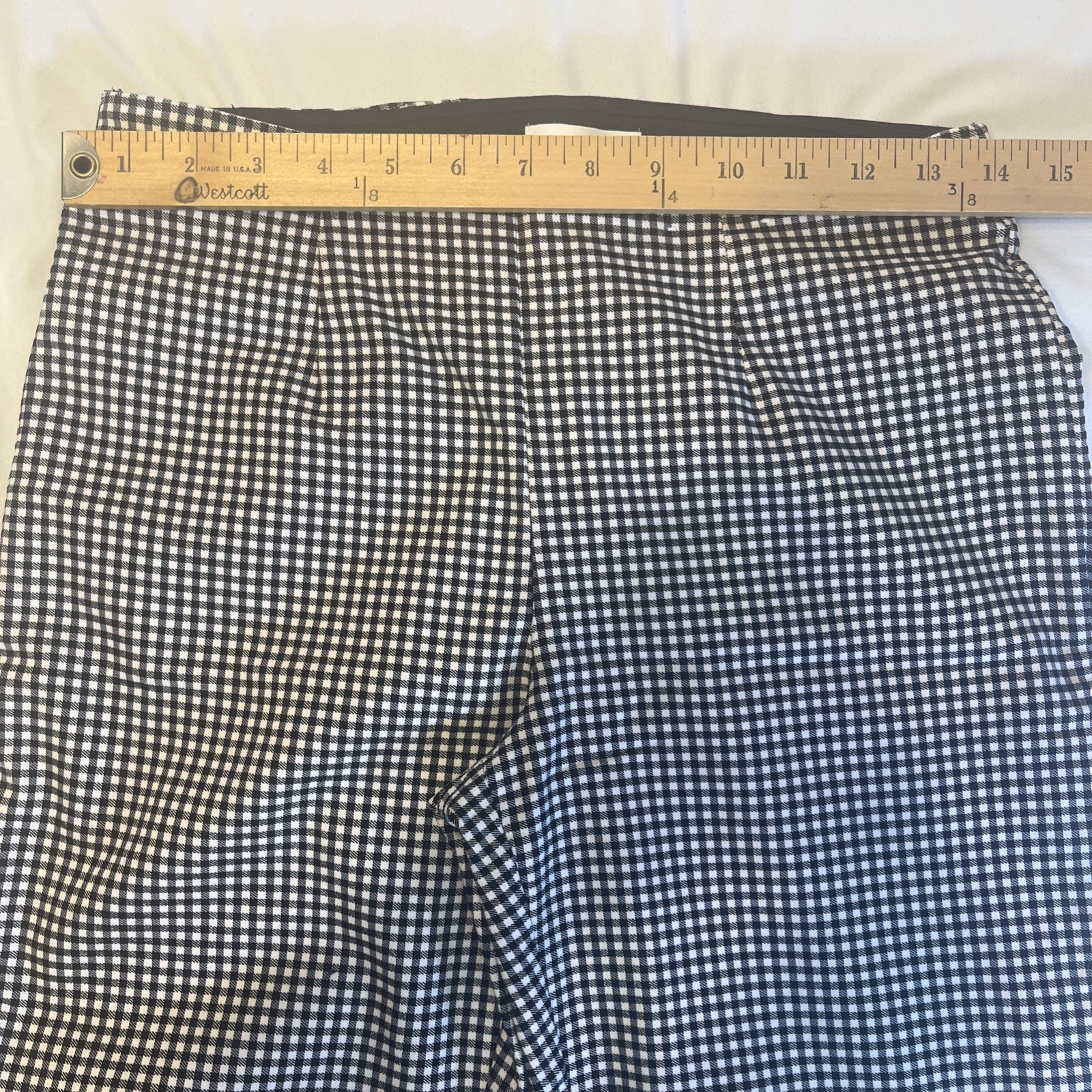 Calvin Klein Womens Pants Size 4 Black White Checker Stretch Career Slim Fit