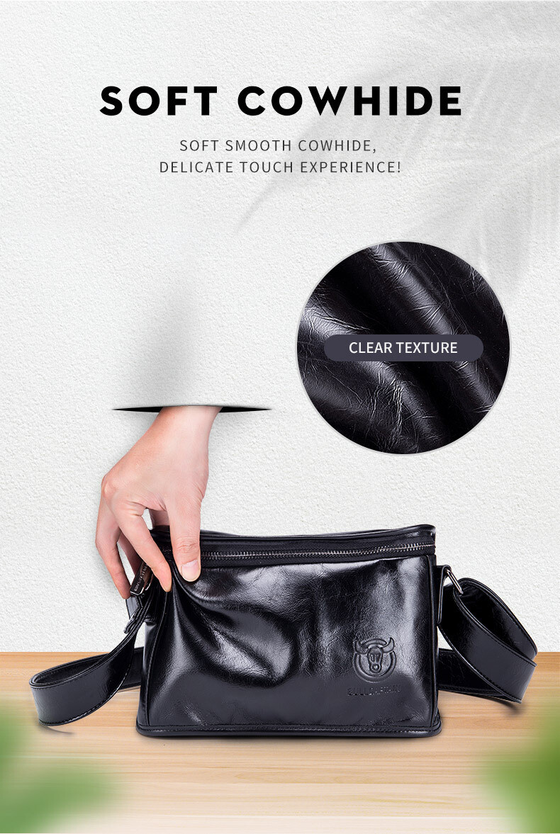 Retro cowhide leather men’s shoulder bag cell phone bag ipad crossbody bag