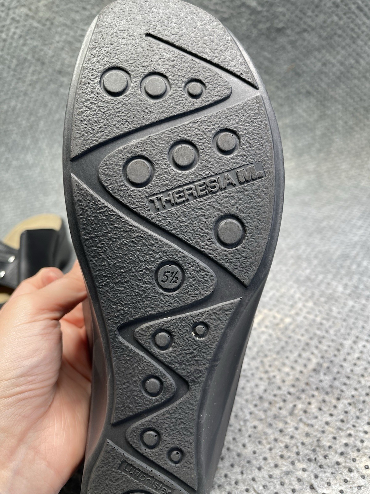 Theresia M Aloe Vera Black Leather Sandals Size 5.5 Women’s