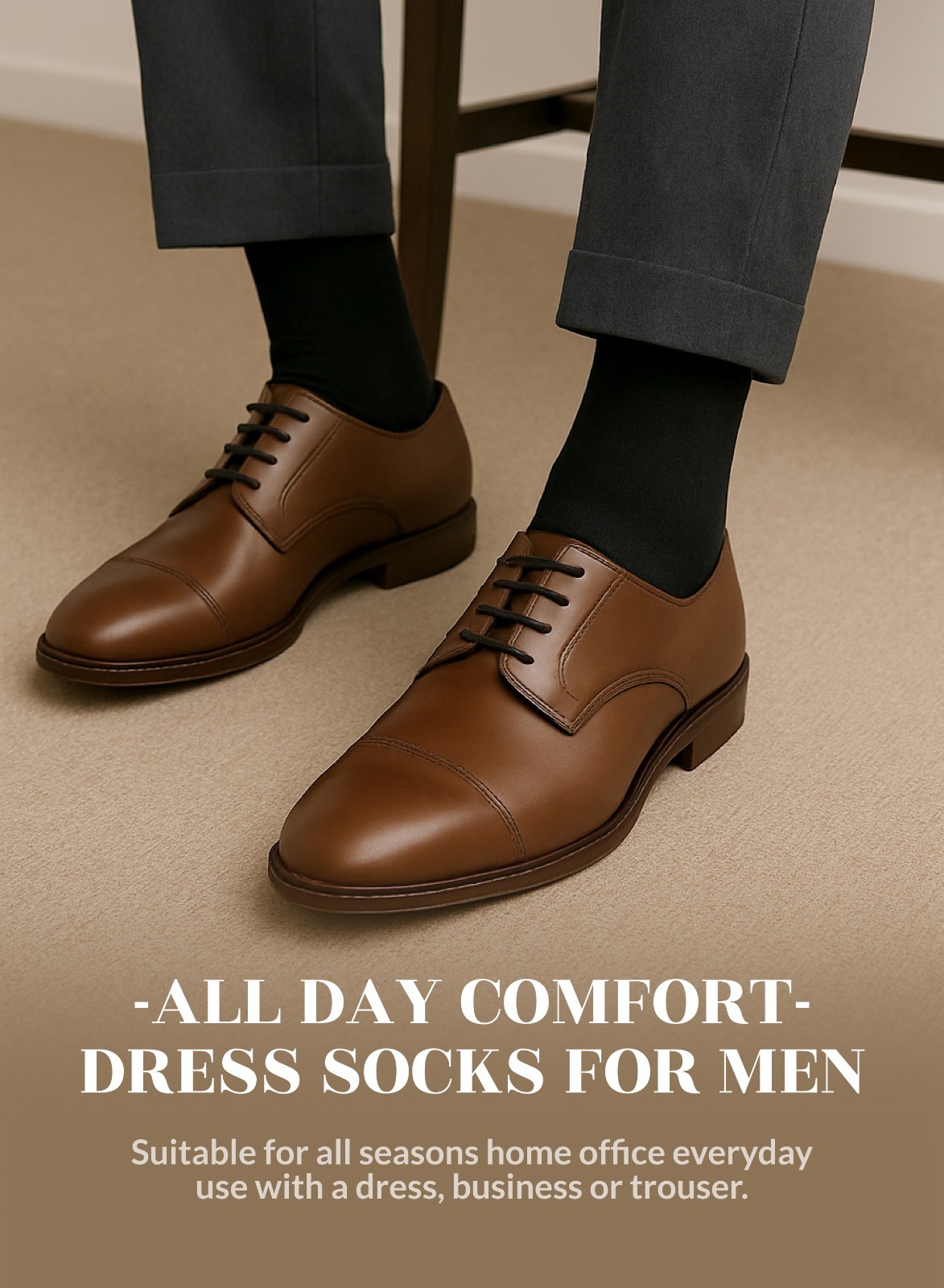 Hugh Ugoli Men Cotton Dress Socks XL / L / M / S Sizes, 3 Pairs
