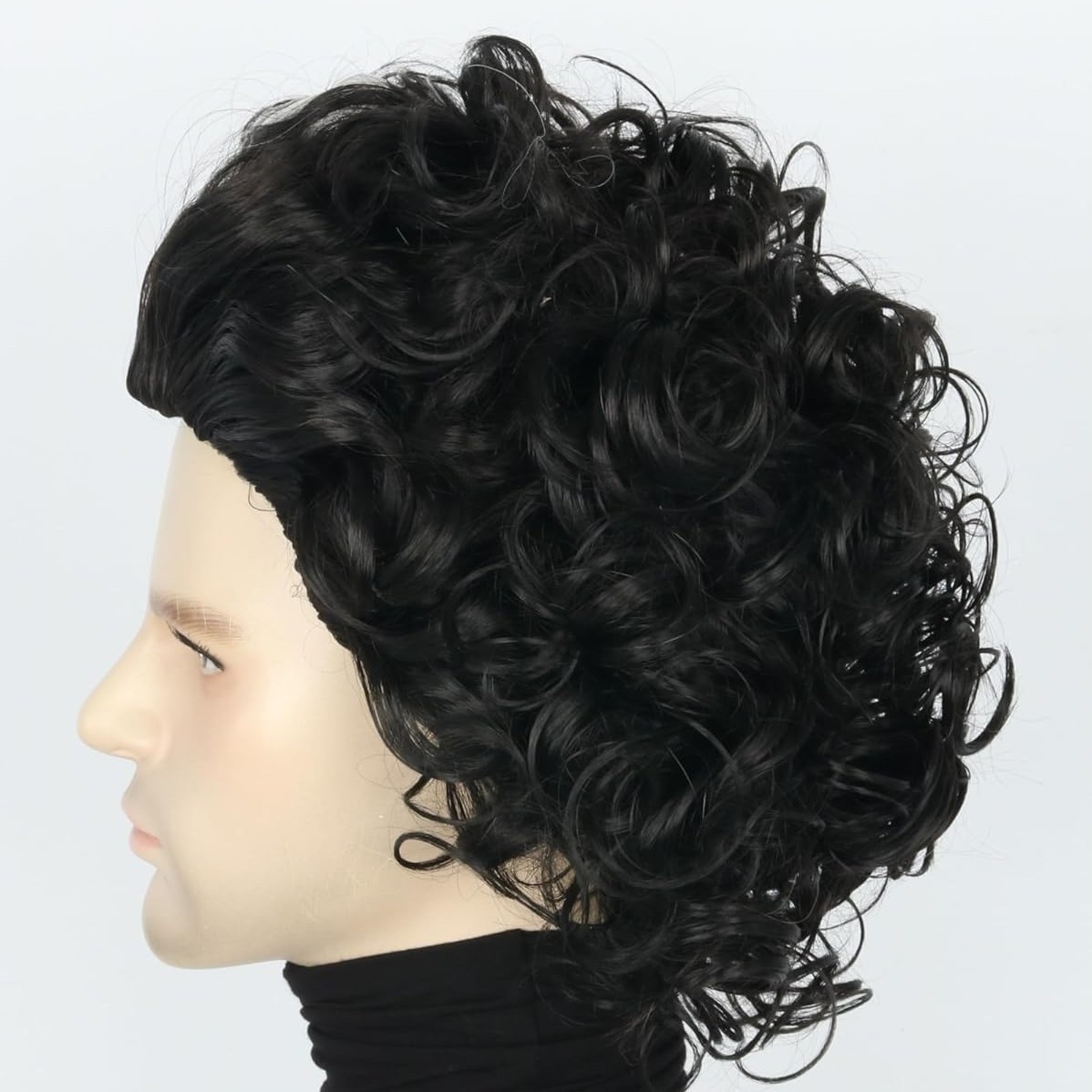 Black White Streak Curly Wig for Men Halloween Cosplay Costume Party Synthetic H